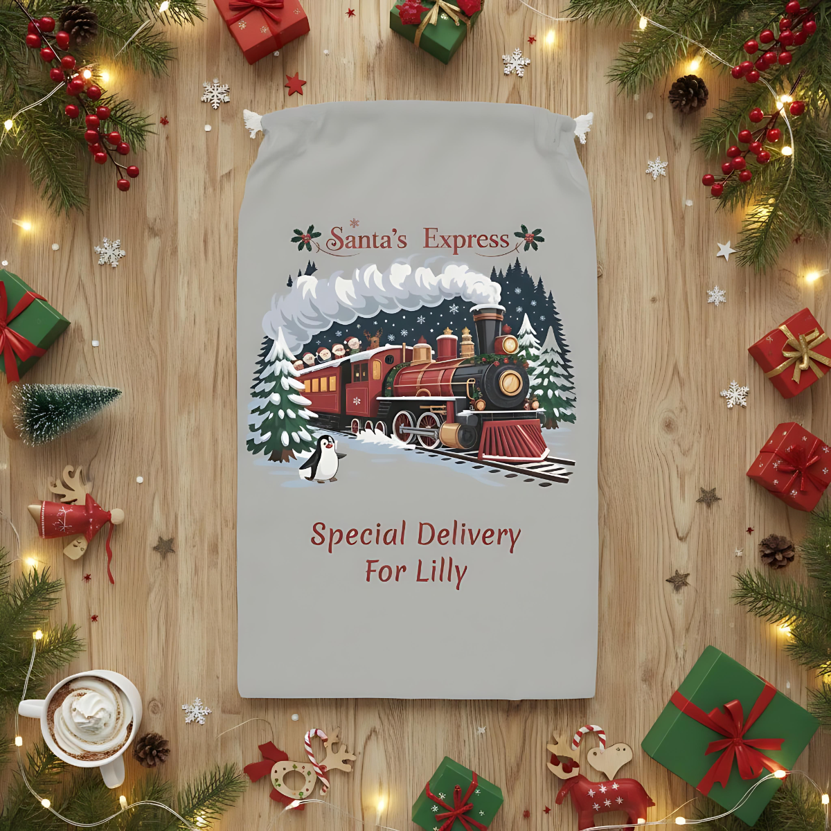 Personalized Santa Express Delivery Christmas Gift Sack, Custom Santa Sack, Xmas Sack, Santa Toy Sack, Santa Gift.