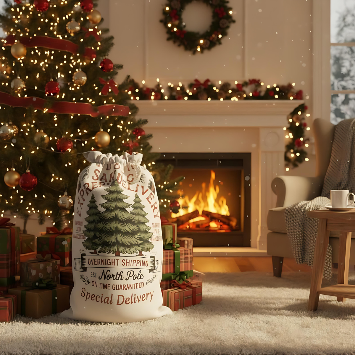 Personalized Santa Express Delivery Christmas Gift Sack, Custom Santa Sack.