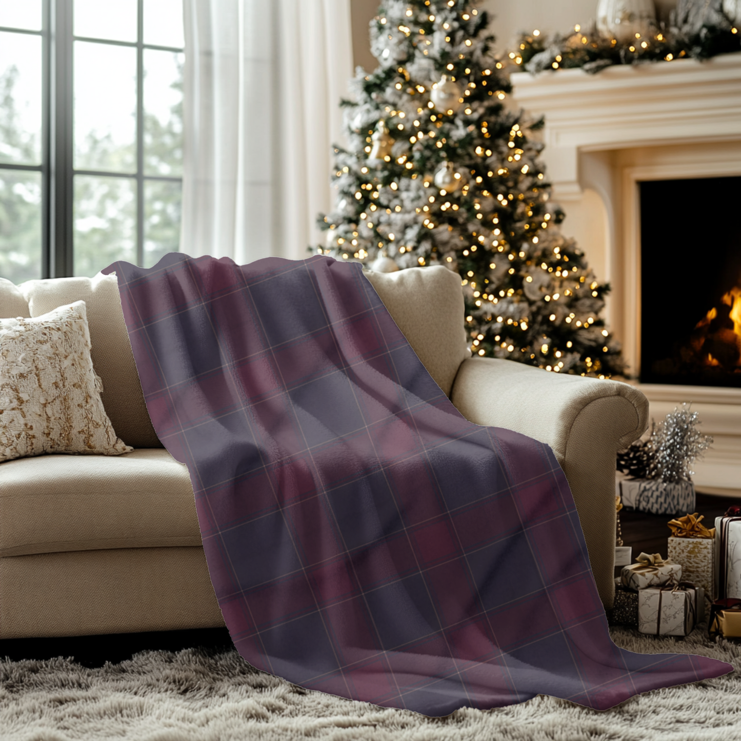 Cozy Arctic Fleece Blanket, Warm Throw, Plaid Blanket.