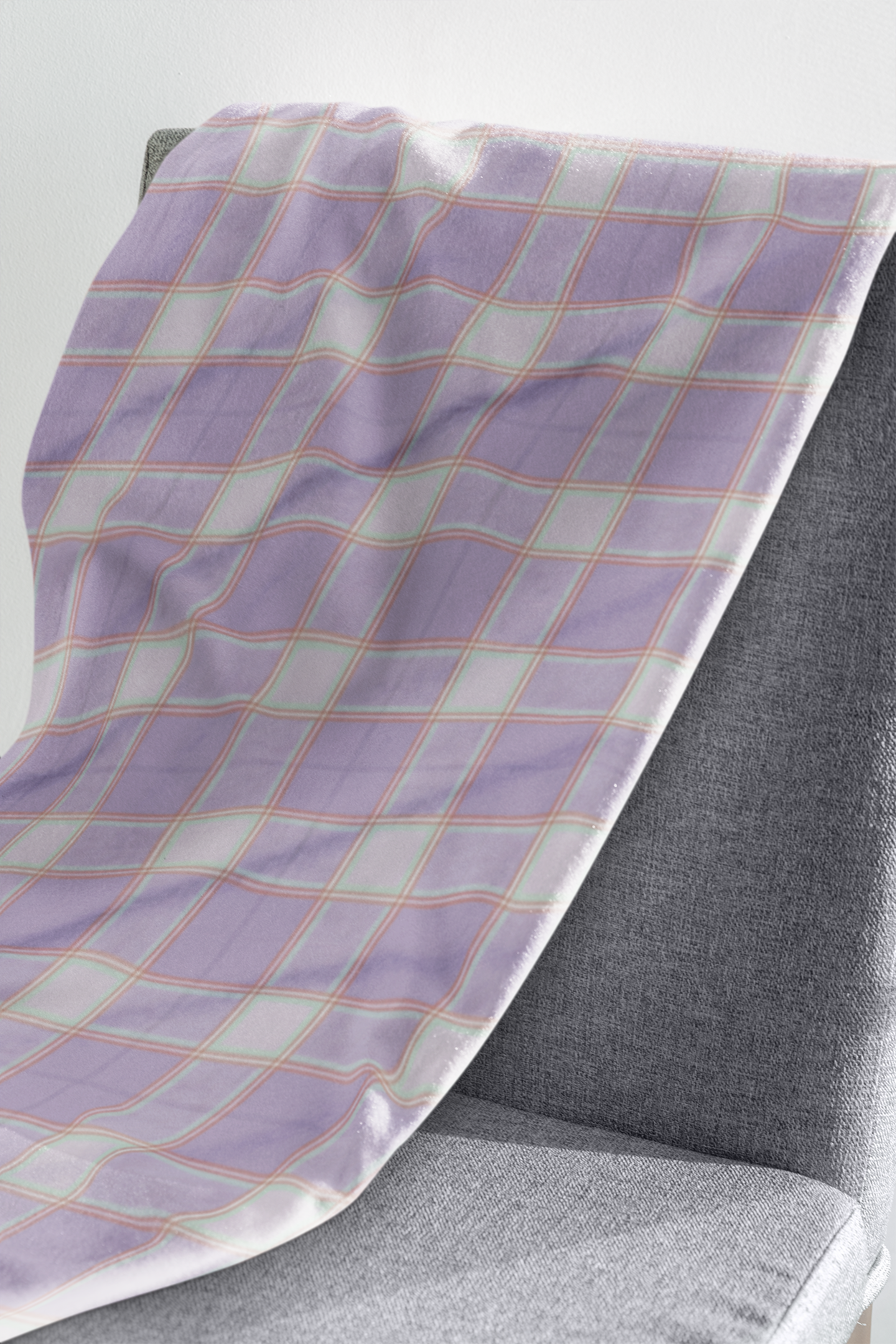 Cozy Arctic Fleece Blanket, Warm Throw, Plaid Pastle Blanket.