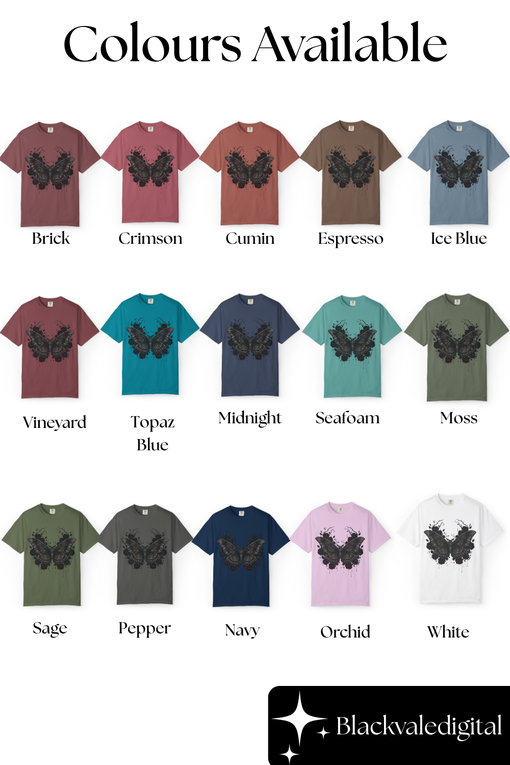 Death Moth Gothic Apparel | Dark Aesthetic Comfort Colours Tee | Alternative Goth T-Shirt