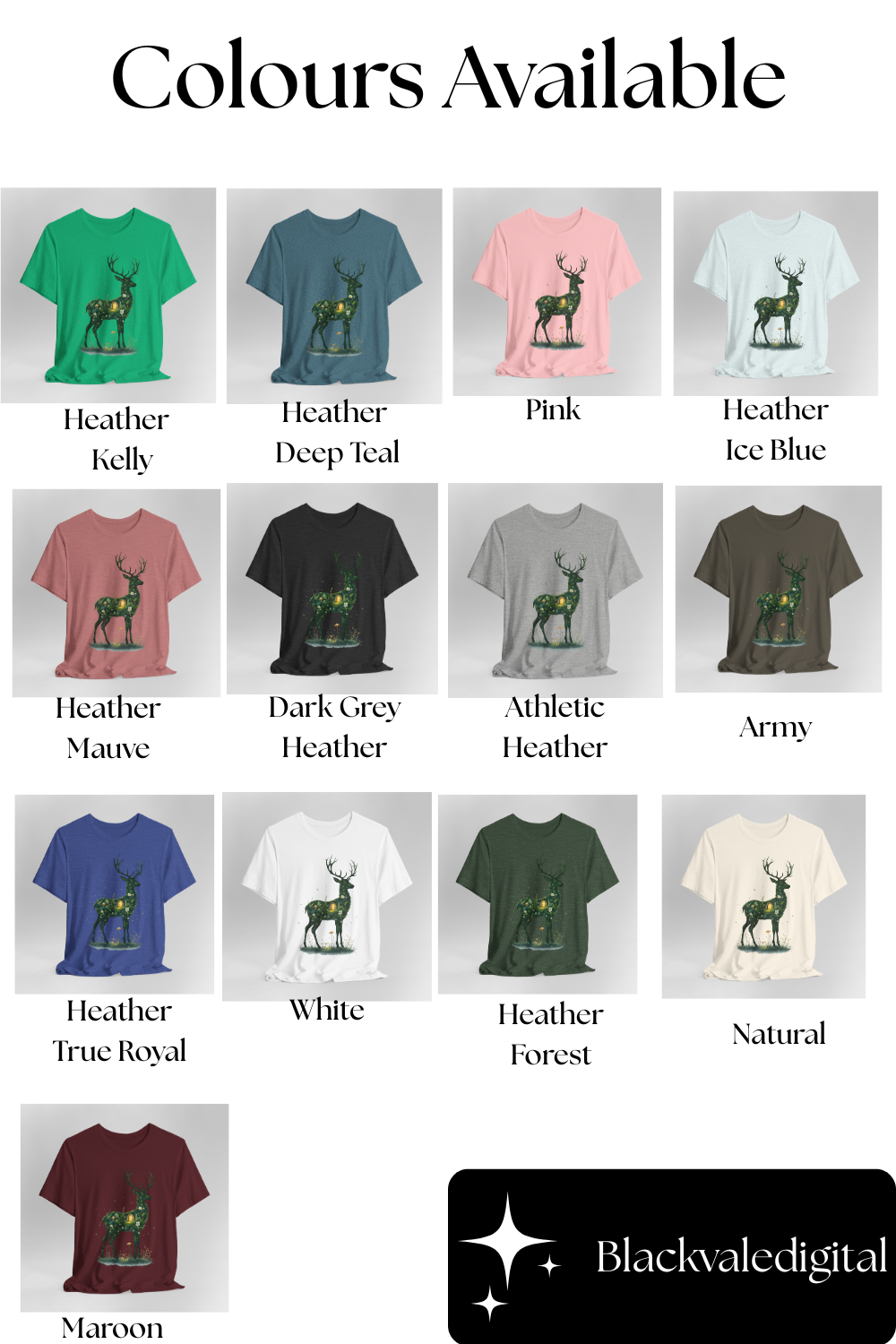 Moss Deer Silhouette Shirt, Forestcore Tee, Botanical Nature Animal Print, Woodland Gift