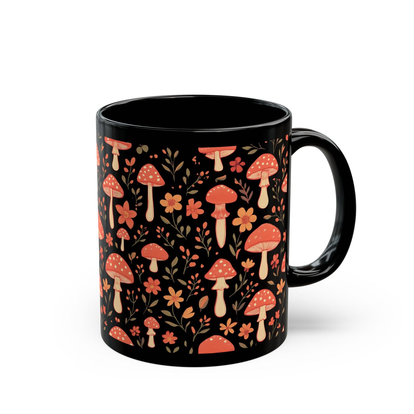 Autumnal Red Mushroom Mug, Perfect for those who adore a touch of the extraordinary in their mushrooms mug collection.