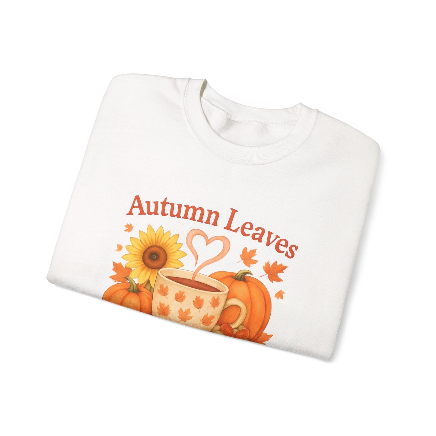 Autumnal Leaves and a Cup of Tea Sweatshirt, Imagine sipping on a warm cuppa, perhaps a delightful Yorkshire tea in a comfortable sweater.