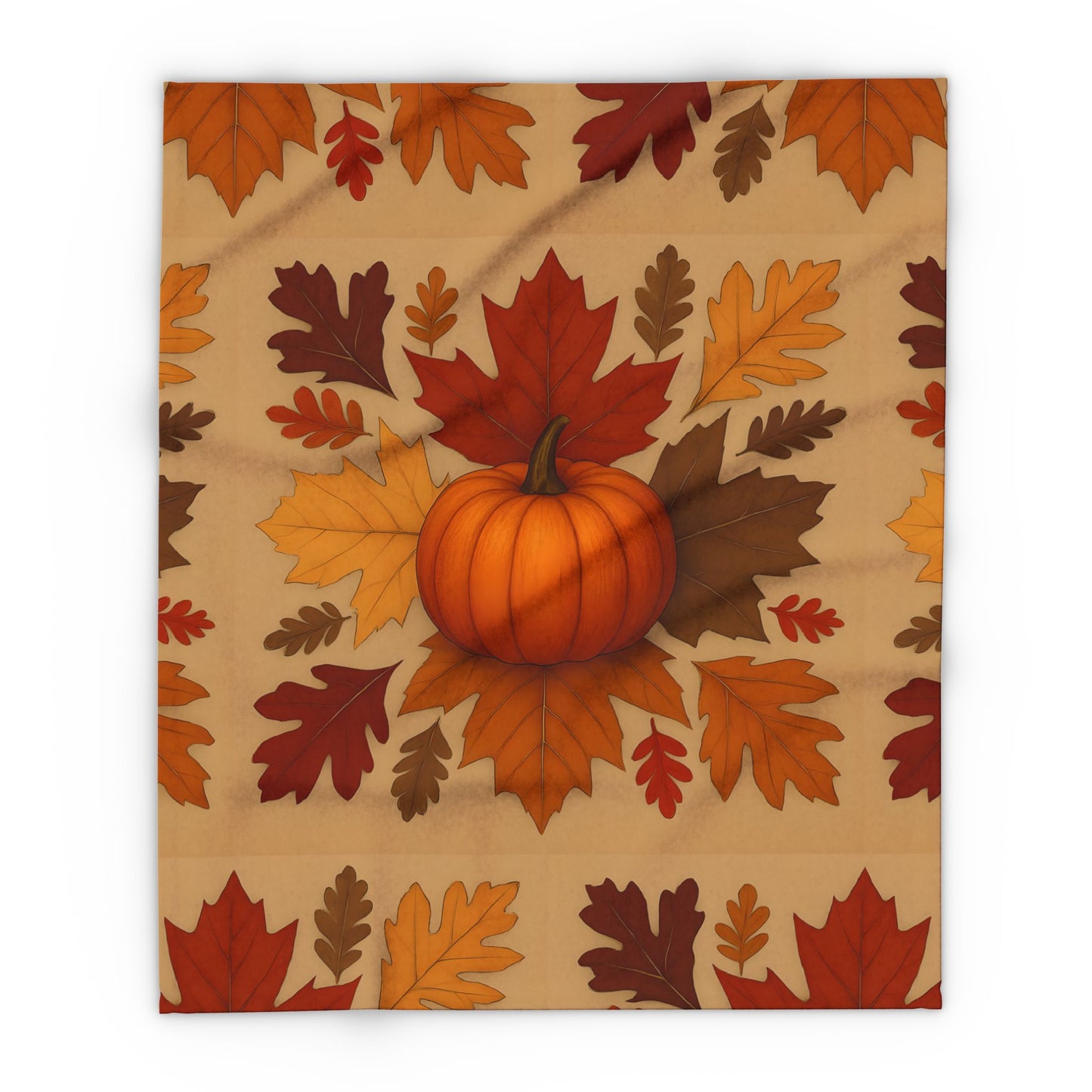 Autumn Leaves and Pumpkin Blanket, this comfy blanket is an autumn symphony for your senses. Perfect as a snuggle blanket for chilly nights or an elegant addition to your autumn decorations.