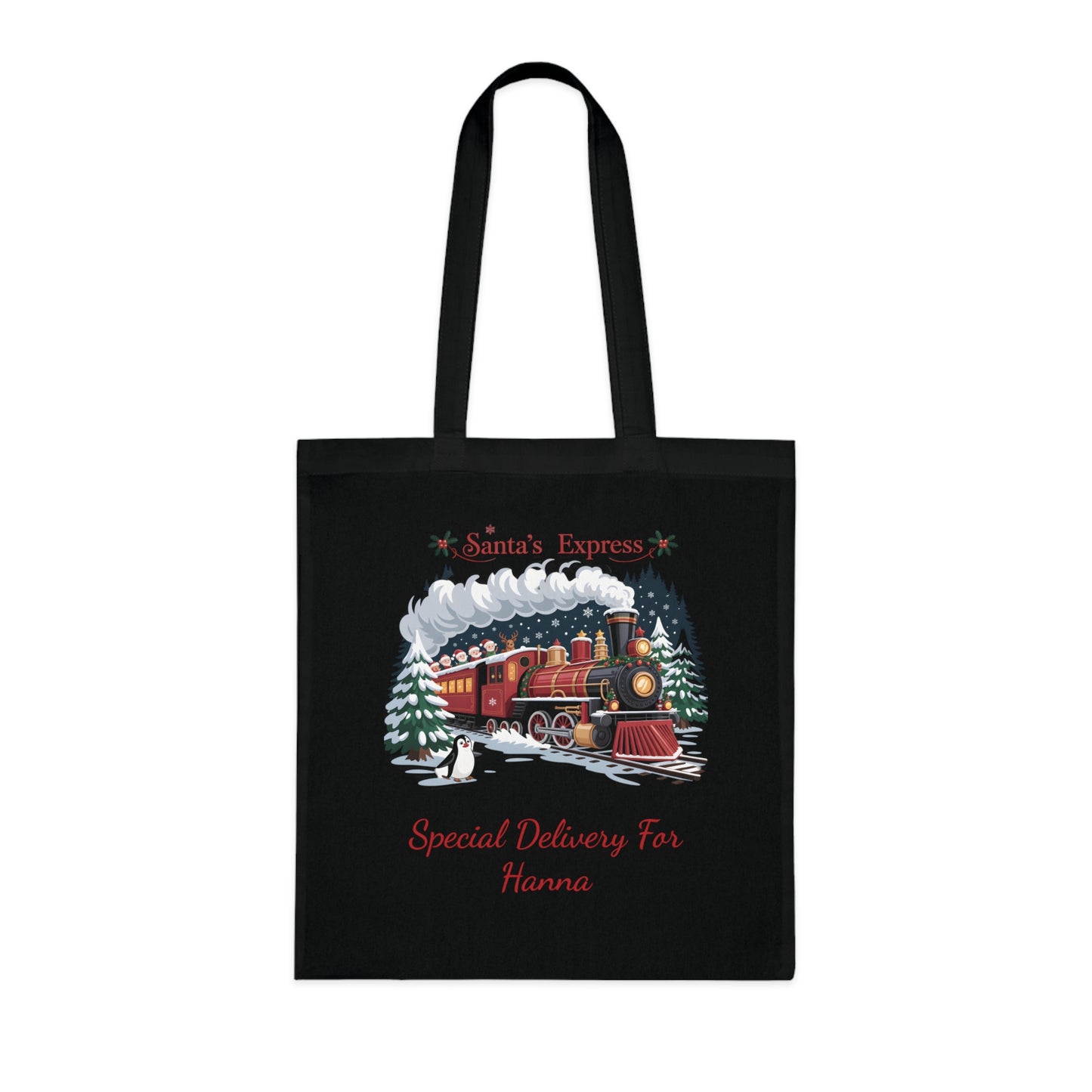 Personalised Santa's Express cotton Tote Bag, Christmas Tote Bag, Custom Christmas Bag, Childs Name, Santas Express