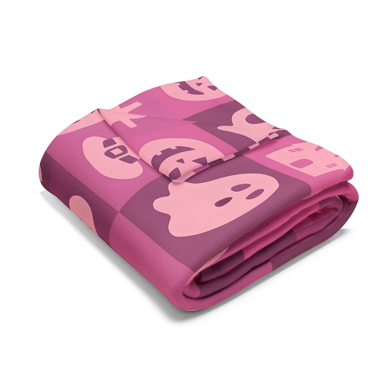 Spooky Pink Halloween Blanket, perfect for adding a unique twist to your seasonal decor. Drape this plush pink ghost blanket over your sofa to invite a cozy, festive warmth