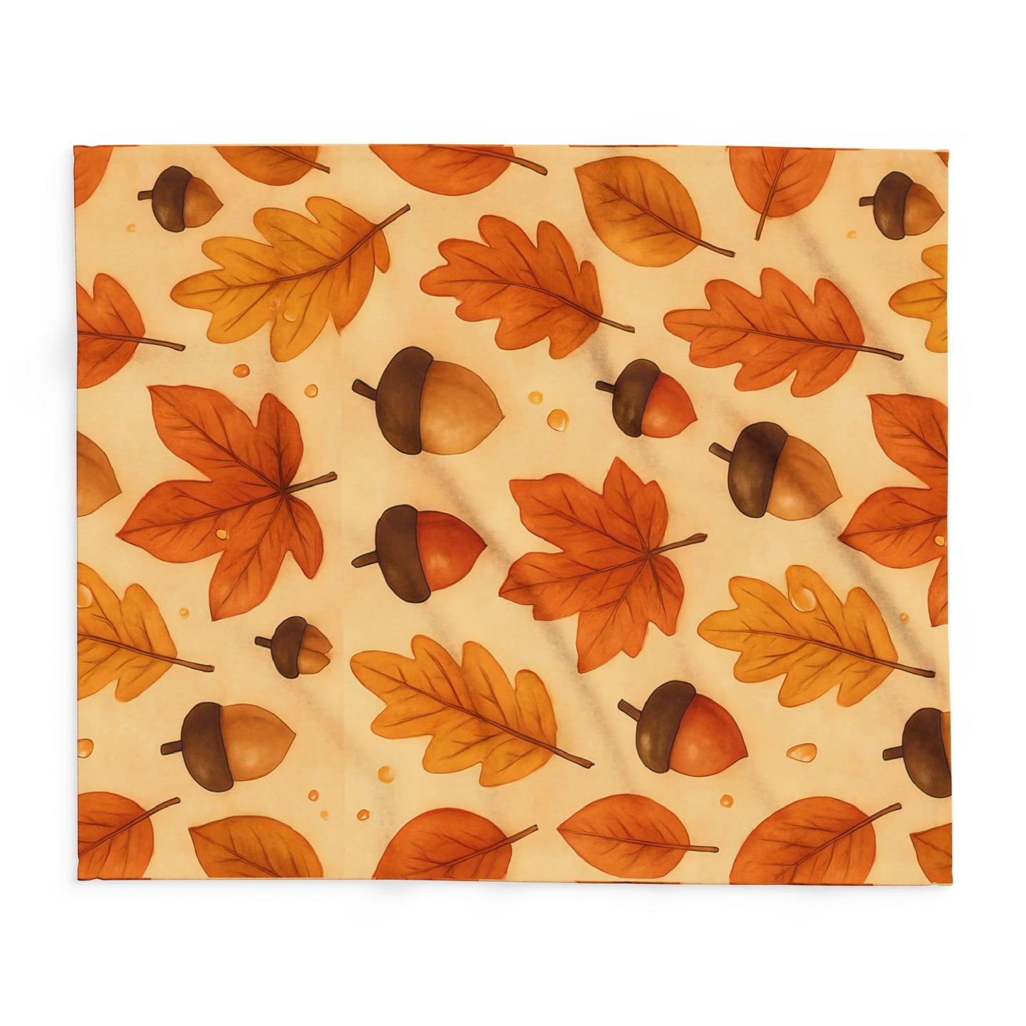 Autumnal Leaf Blanket Throw, This soft cozy blanket, adorned with intricate oak leaf acorn patterns, seamlessly captures the essence of the autumn eason