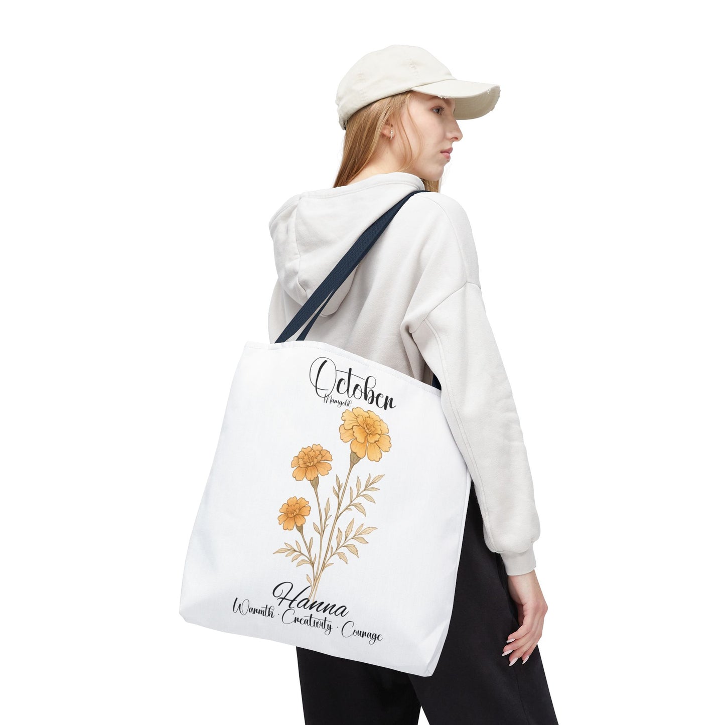 Personalized floral gift tote bag for her, birth month flower, milestone birthdays, bestfriend gift.