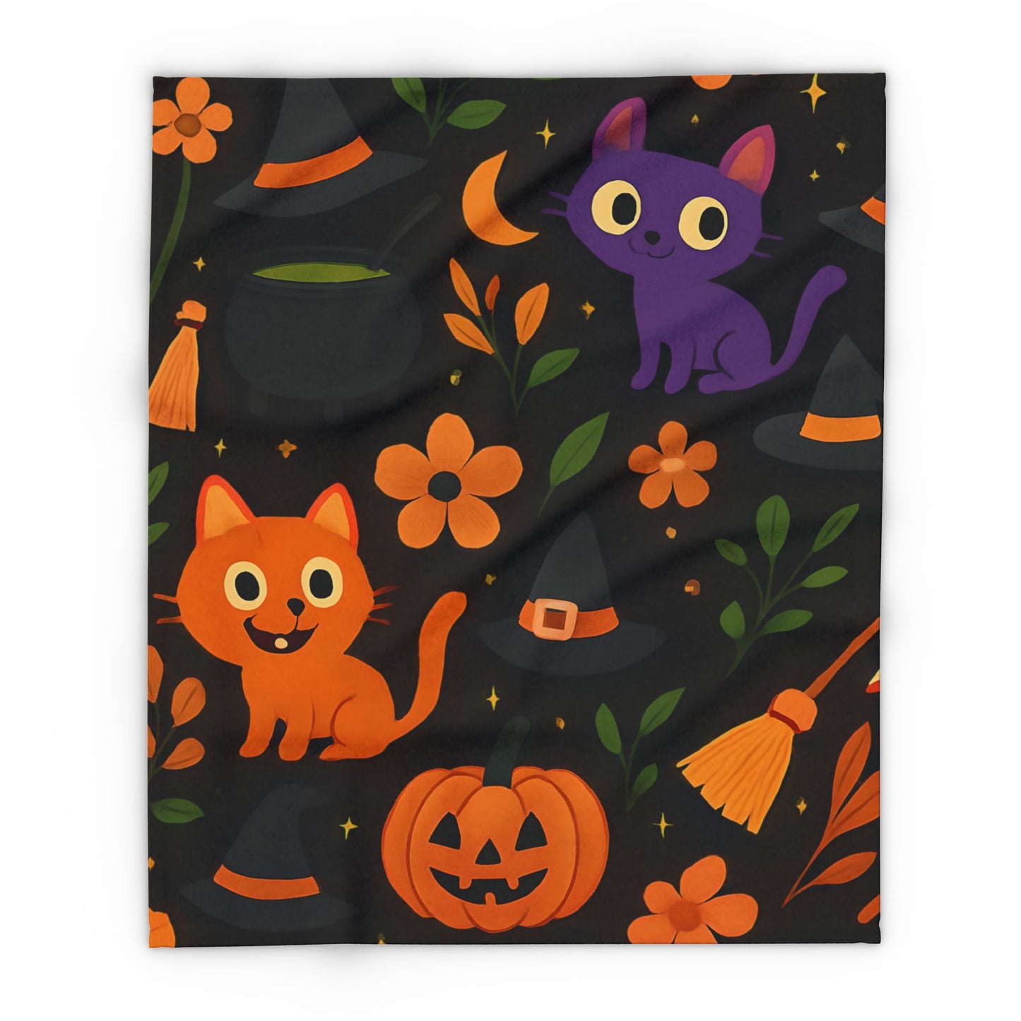 Halloween Blanket, The witchy blanket brings a touch of whimsy and warmth to any space, making it ideal as a spooky blanket or for witchy room decor.
