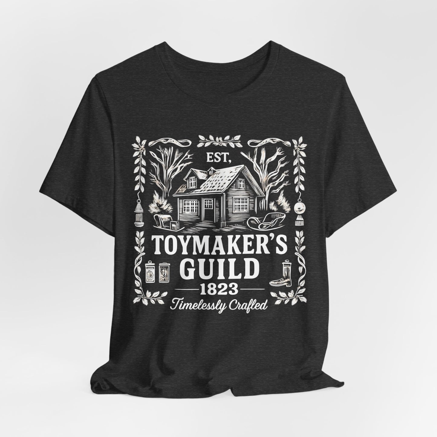 Nostalgic Christmas Tee, Vintage Toymaker Guild, a delightful nod to the nostalgic charm of Christmas past, a heart warming secret Santa idea.