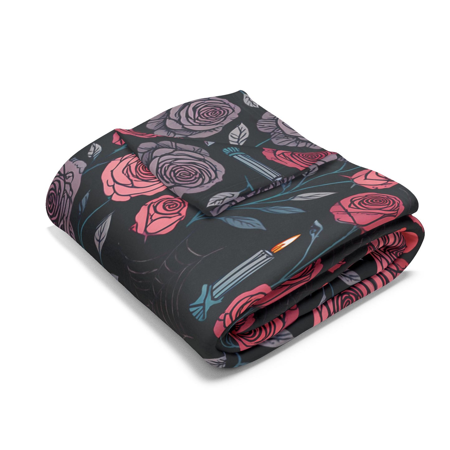 Gothic Pink Halloween Rose Blanket, Perfect as a Spooky Gift, it brings a whisper of elegance to your Halloween Decor.