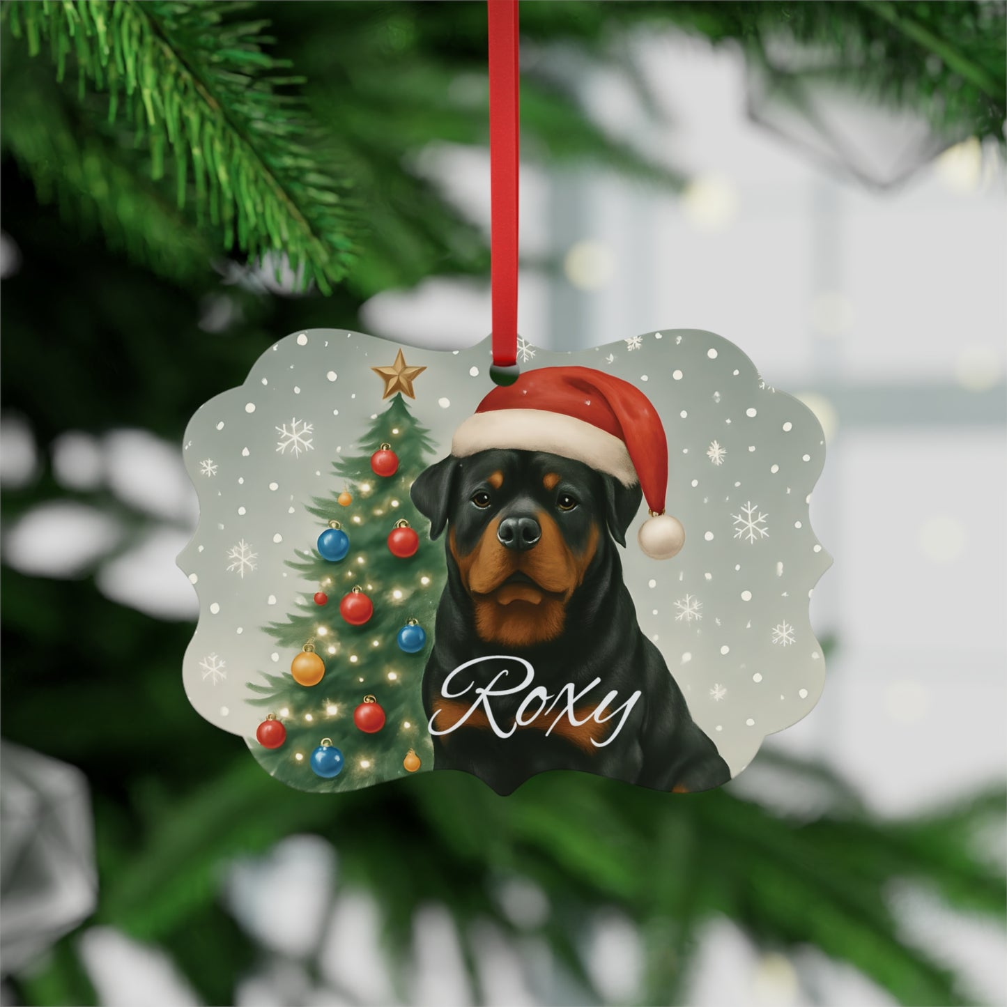 Personalized Rottweiler Tree Ornament, this metal tree ornament is more than a seasonal decoration—it's a heartfelt tribute to rottie enthusiast.