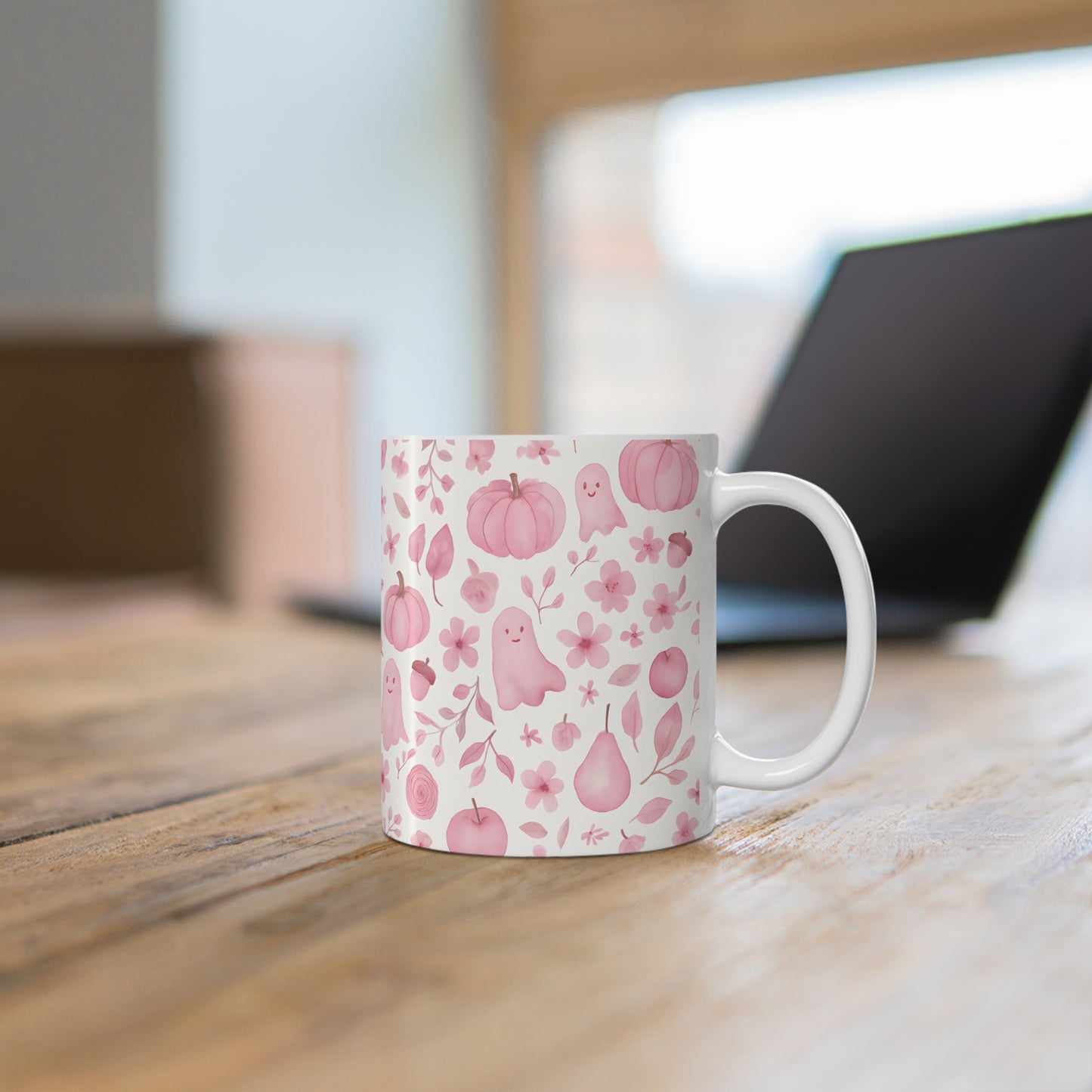 Pink Ghosty Pumpkin Mug, this cute ghost mug is your perfect companion for cozy autumn mornings.