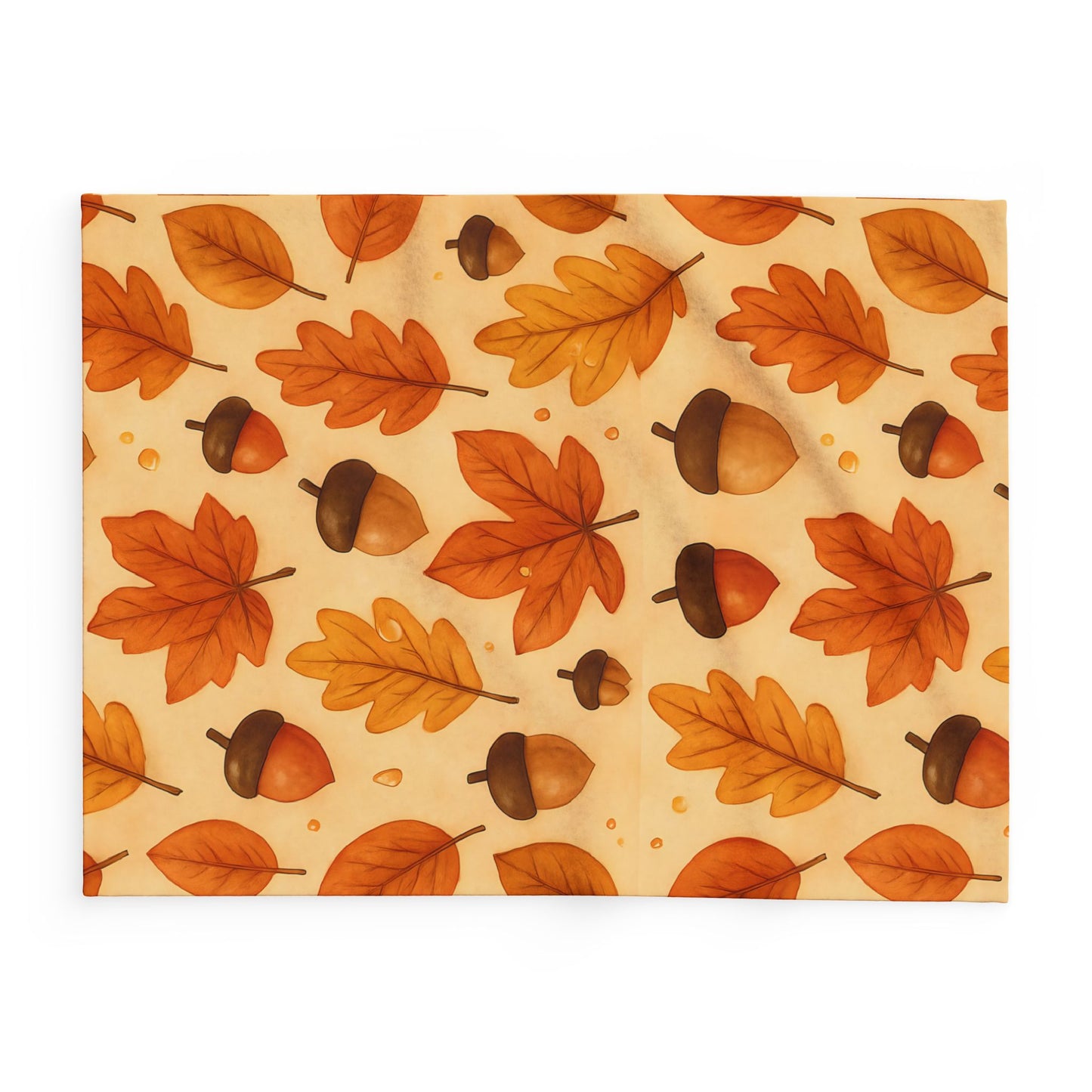 Autumnal Leaf Blanket Throw, This soft cozy blanket, adorned with intricate oak leaf acorn patterns, seamlessly captures the essence of the autumn eason