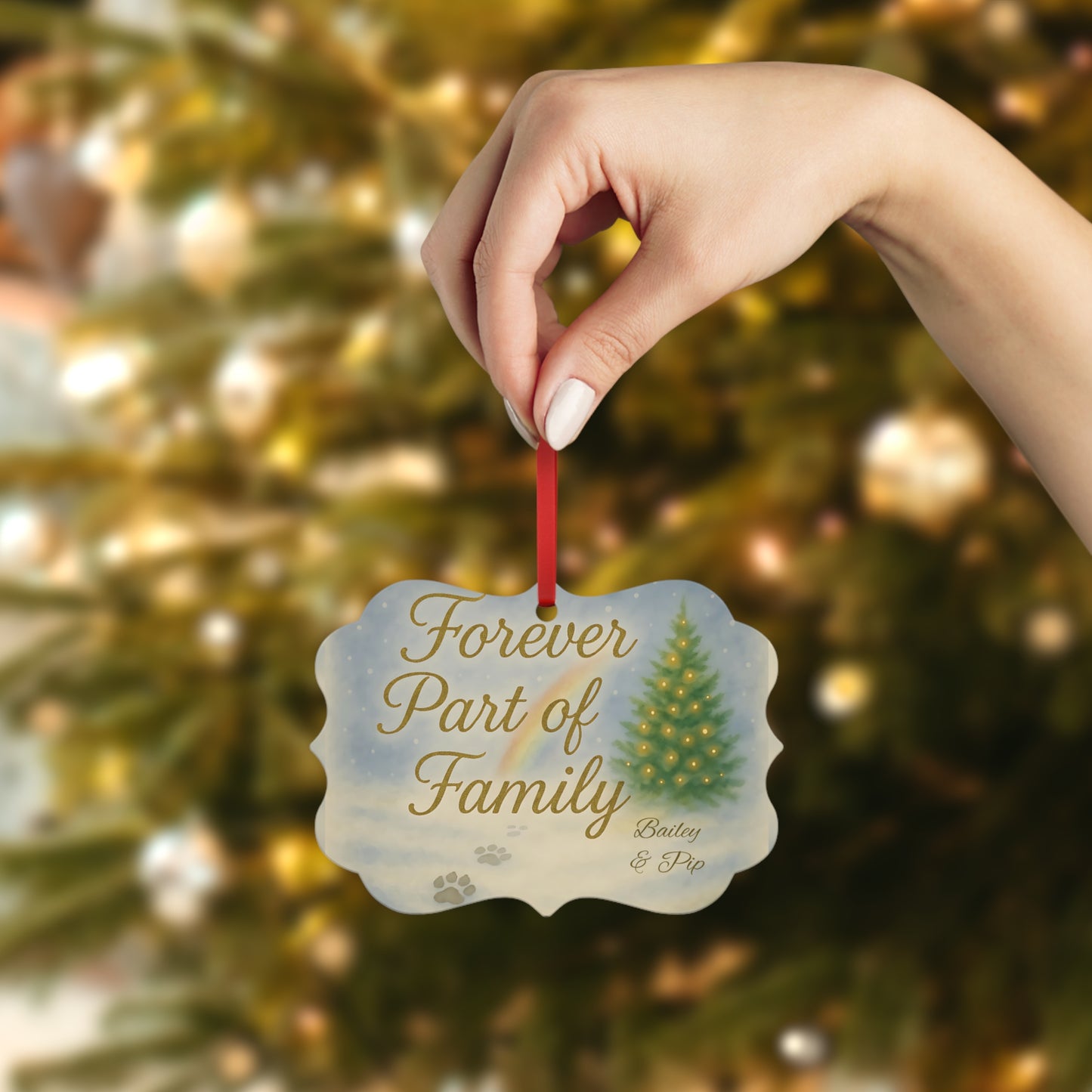 Rainbow Bridge Remembrance Ornament, serves as a beautiful pet memorial bauble for your remembrance tree