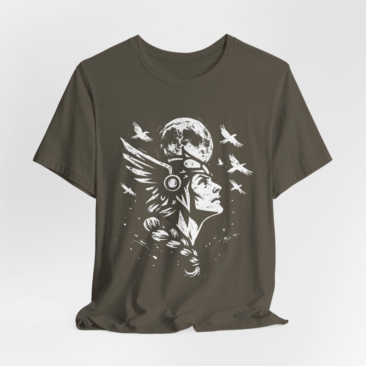 Valkyrie Norse Pagan T-Shirt, is a tribute to the powerful legends of old. Embrace the spirit of the Valkyrie with this striking design that merges the mystique of norse mythology with the rugged appeal of viking apparel.