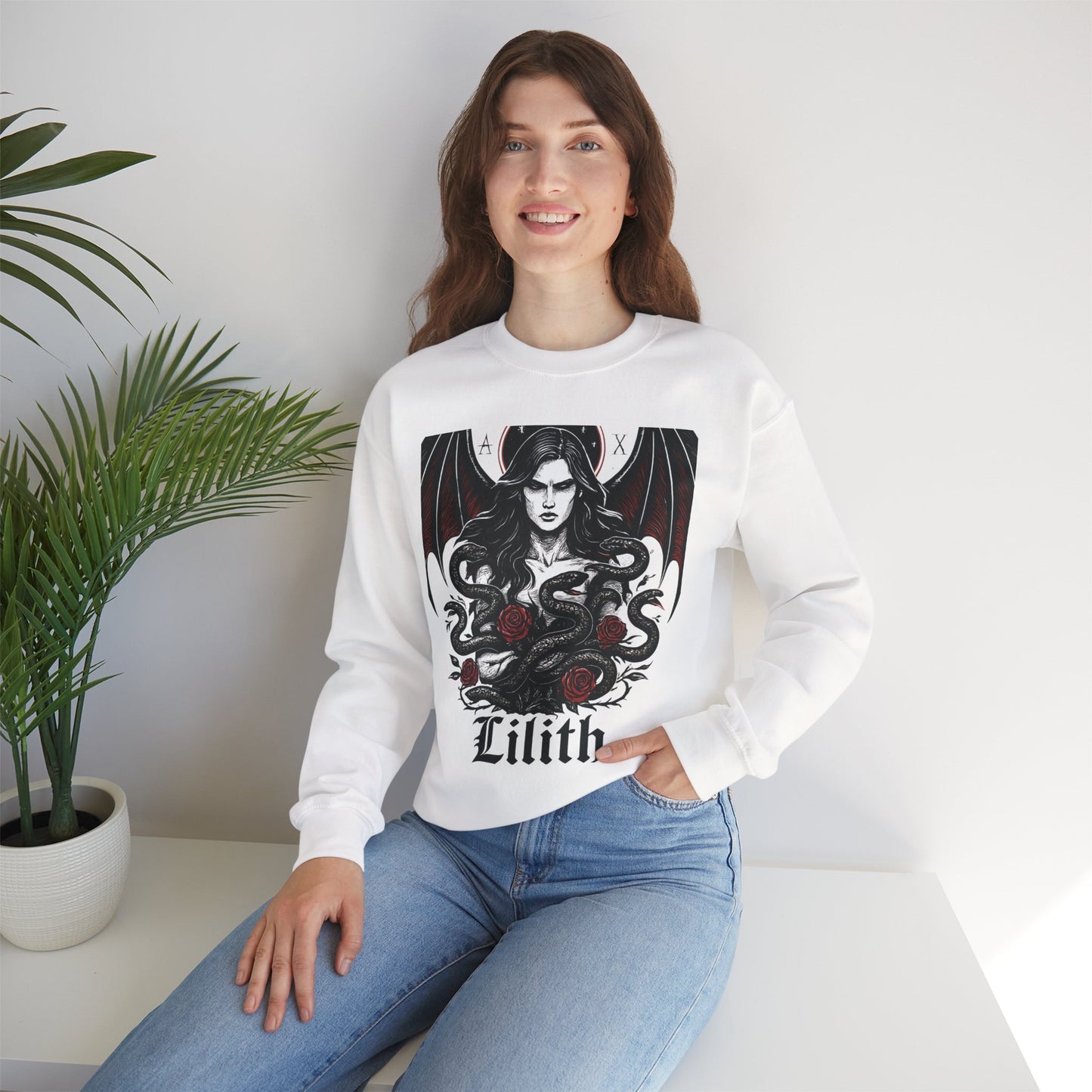 Lilith Goddess Sweater •Divine Feminine Dark Goddess Sweatshirt •Witchy Gothic Pullover • Pagan Occult Clothing •witchy stuff •Lilith Design