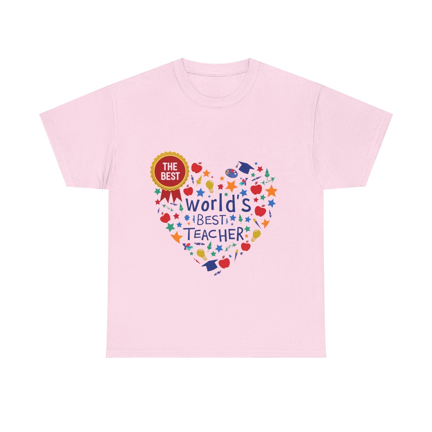 World's Best Teacher Cotton Tee - Designed to celebrate educators, this tee radiates warmth and positivity, making it a perfect gift for Teacher Appreciation Week.