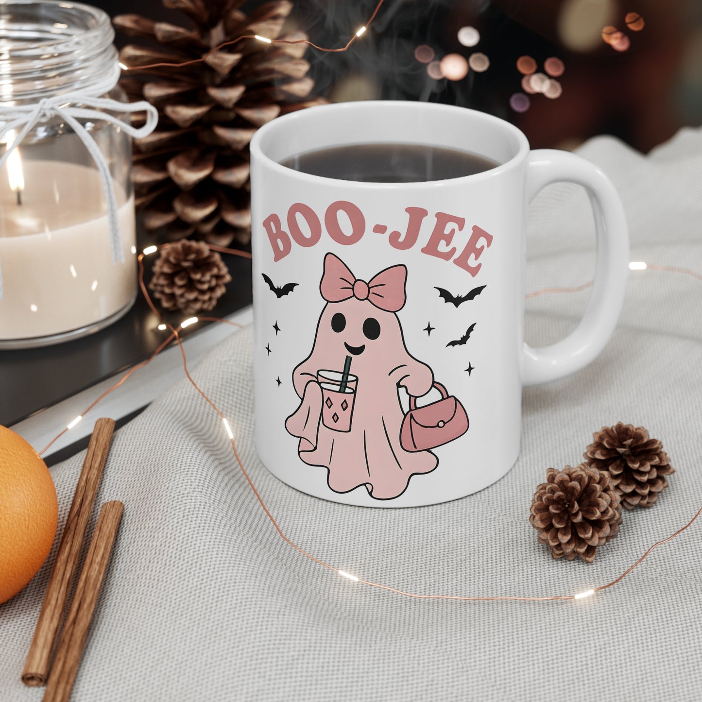 Boo jee Pink Ghosty Mug, This cute ghost mug, with its charming pink hue and playful ghostie design, transforms every sip into a magical moment.