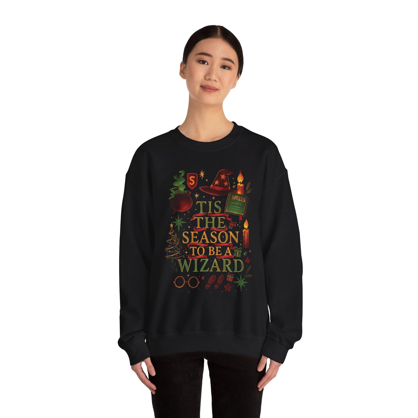 Festive Tis the Season to Be a Wizard Potter Fan Sweater, This enchanting harry potter sweater is a dream come true for any potter head.