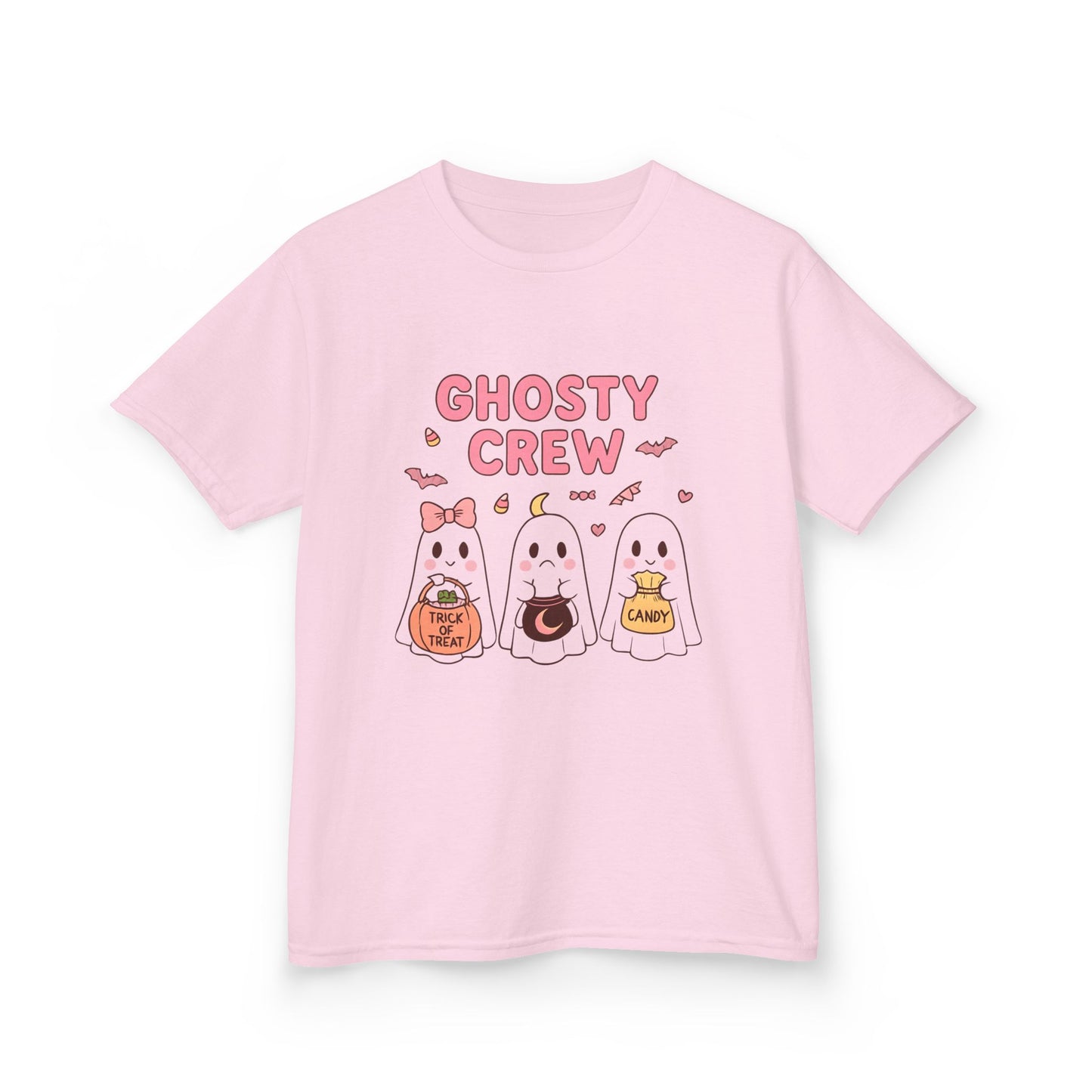 Ghosty Crew Kids Tee, Children will love wearing this tee for Halloween celebrations, costume parties, or just to add a whimsical touch to their day.