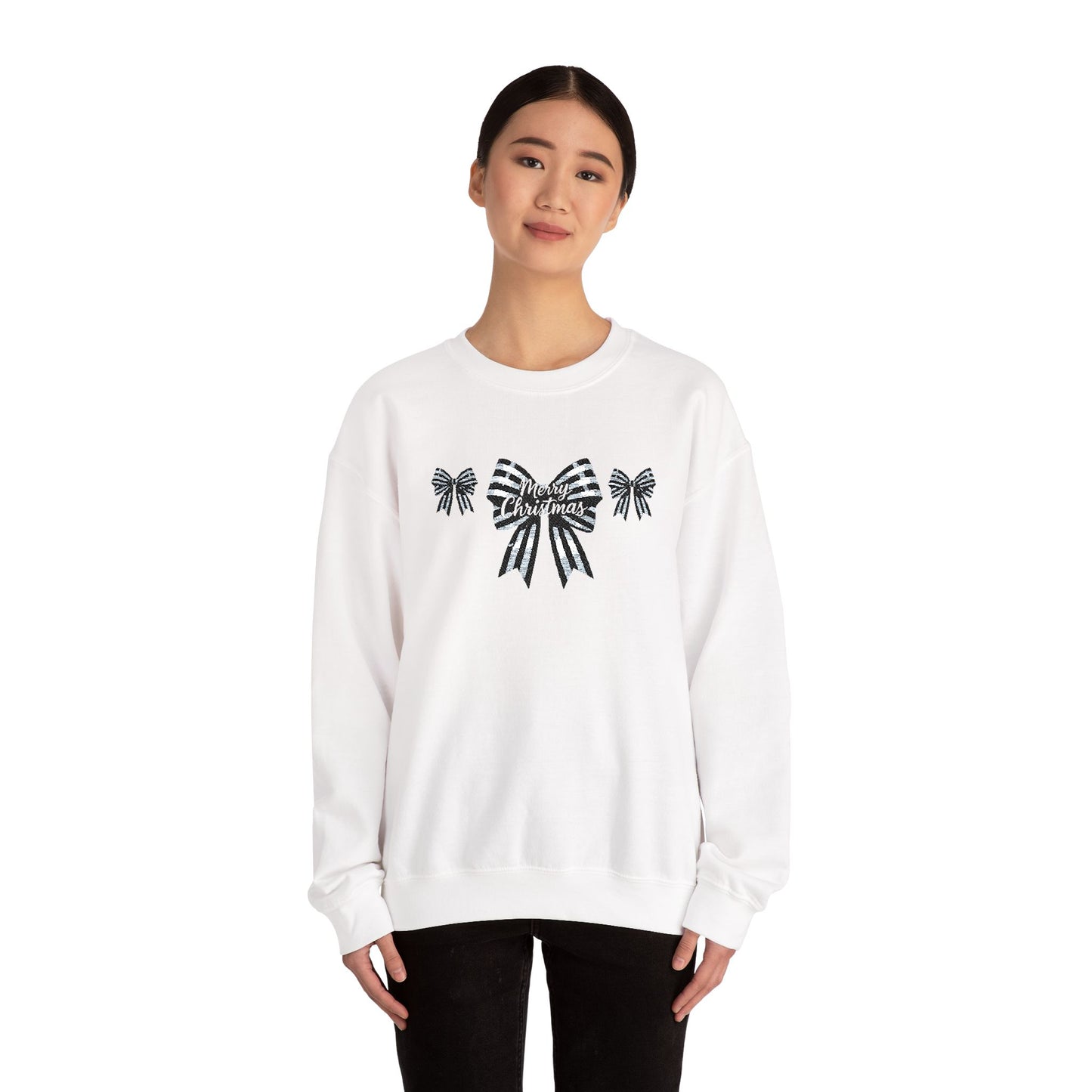 Festive Merry Christmas Bow Embroidered Jumper,the perfect xmas gift for mum, this festive sweater is sure to bring warmth and delight.