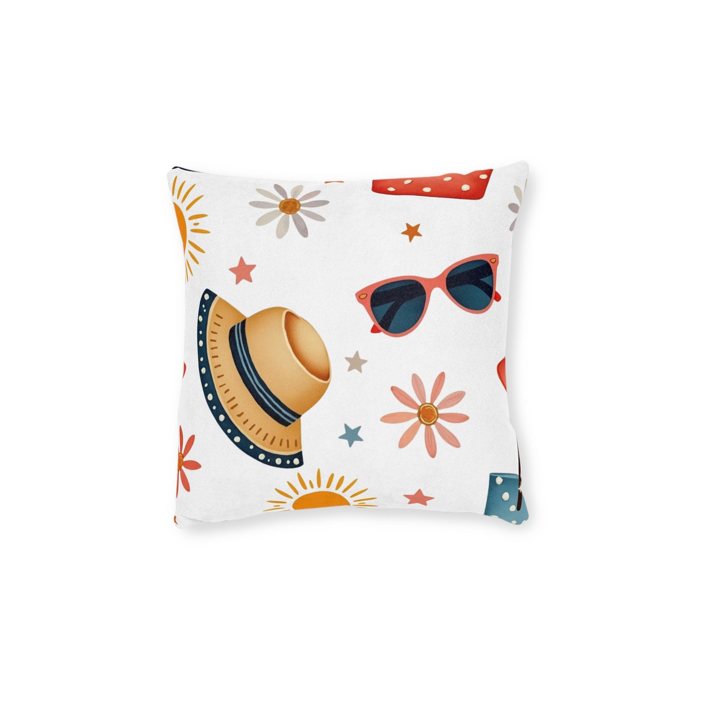 Sunny Day Square Pillow, bring a playful touch to any space. Its bright colours and fun patterns create a cheerful atmosphere.