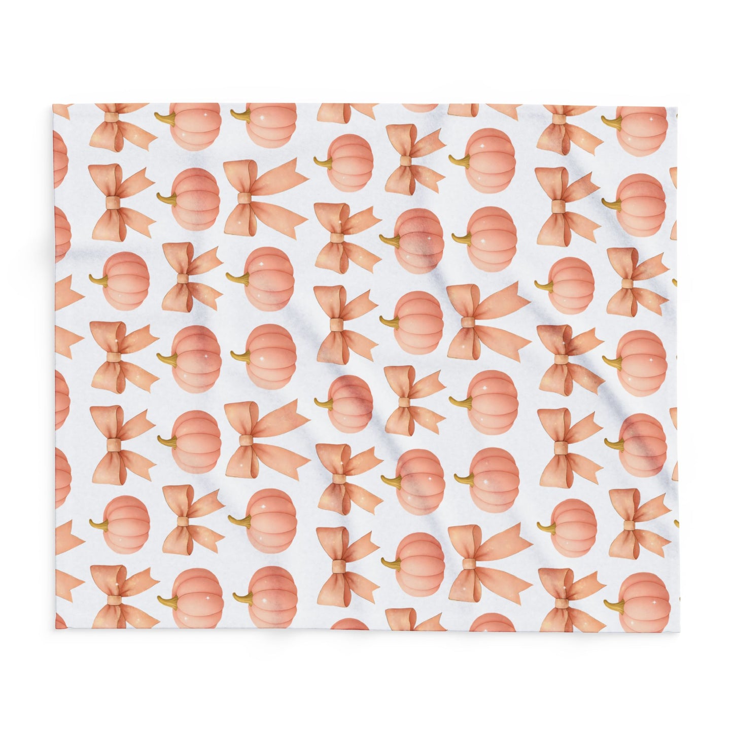 Pink Pumpkins & Pink Bow Artic Fleece Blanket, Perfect for adding a touch of girly Halloween charm, this autumn blanket effortlessly combines the playful allure of pink pumpkin decor.