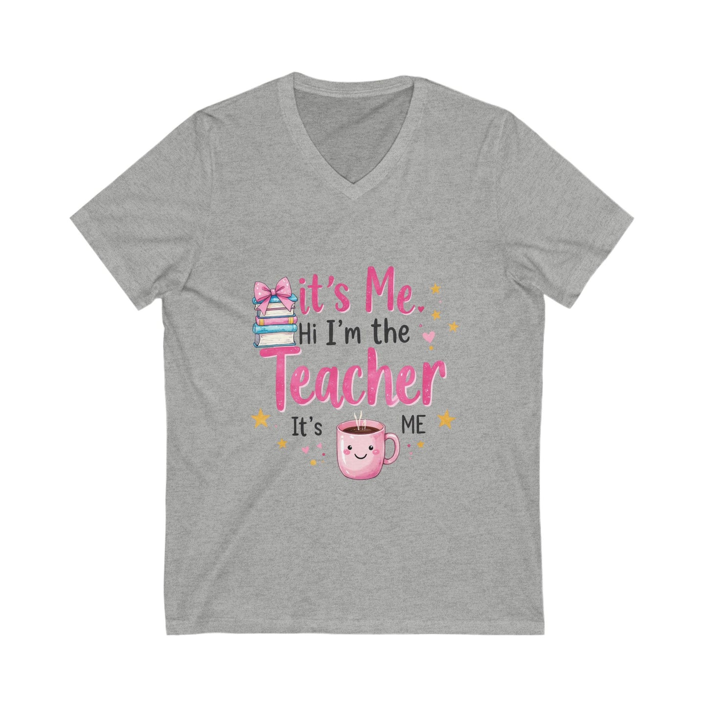 Cute Teacher V-Neck Tee, Inspirational Teacher, Showcasing a fun and vibrant design, this tee is not only comfortable but also helps express a passion for teaching.