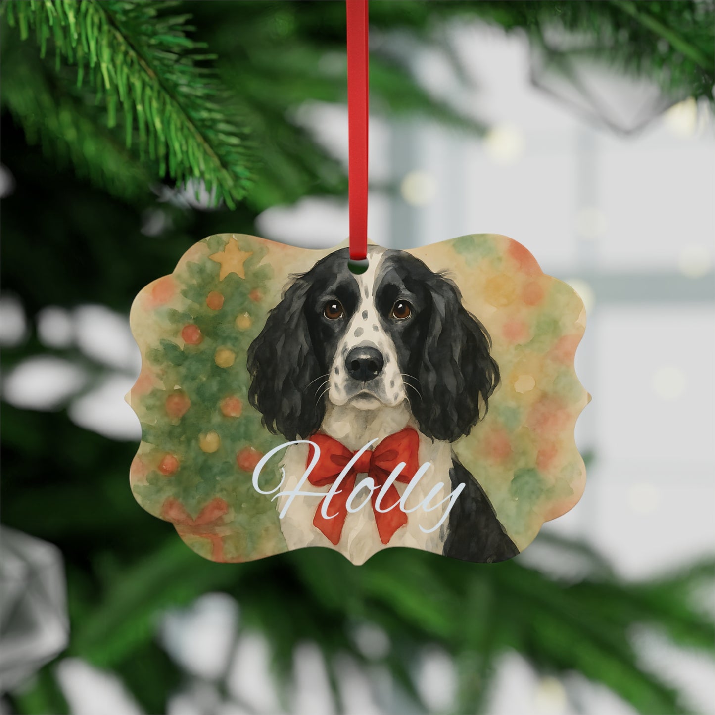 Festive Personalized Springer Spaniel Ornament, Celebrate the season with this timeless tribute to your loyal English Springer.