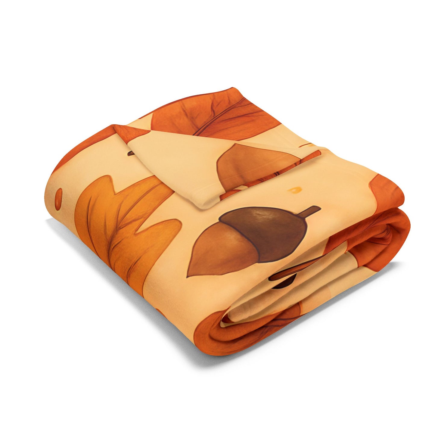 Autumnal Leaf Blanket Throw, This soft cozy blanket, adorned with intricate oak leaf acorn patterns, seamlessly captures the essence of the autumn eason