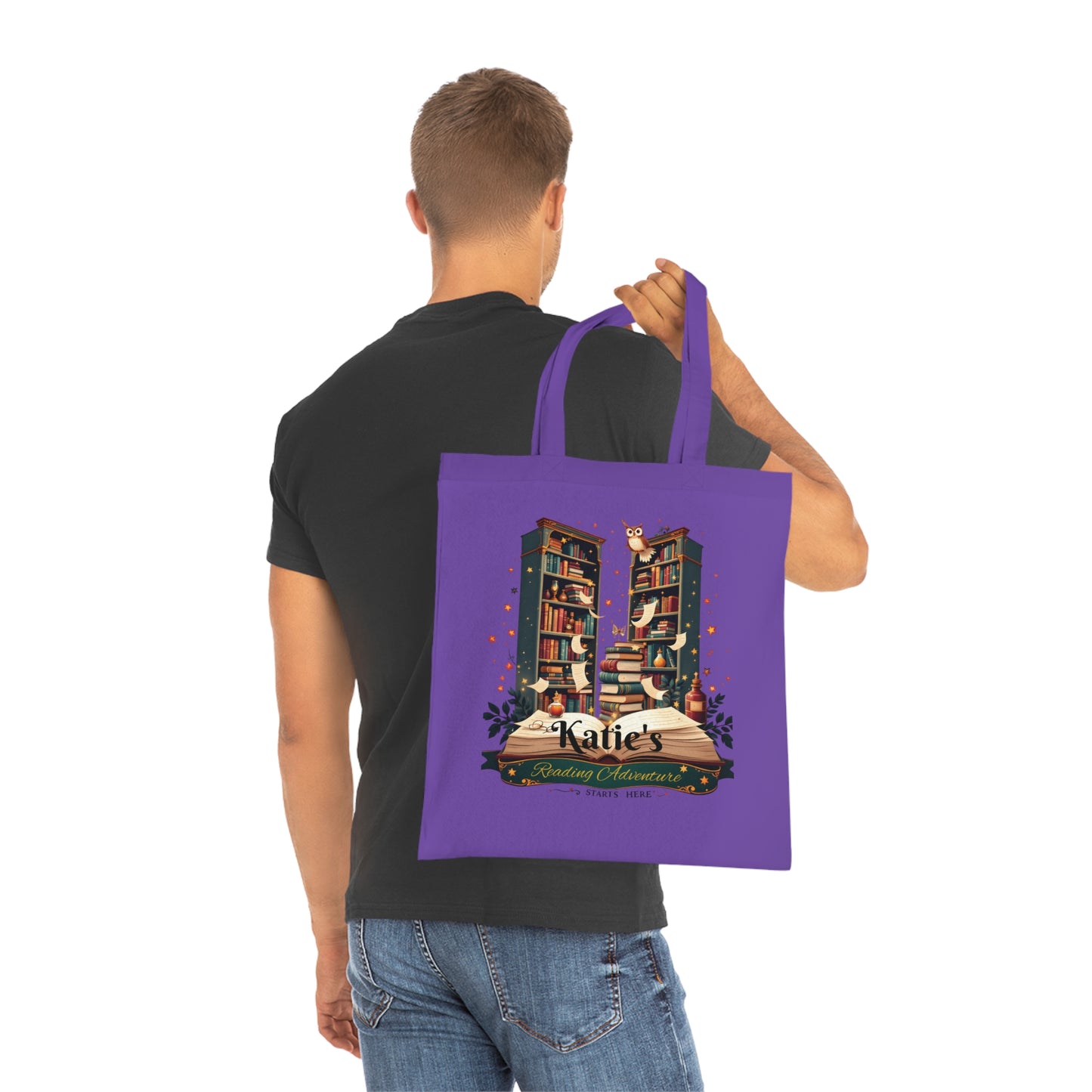 Personalised Book Lover Reusable Cotton Tote Bag, Bookish Tote, Librarian Tote Bag, Bibliophile Gift, Custom Book Bag,
