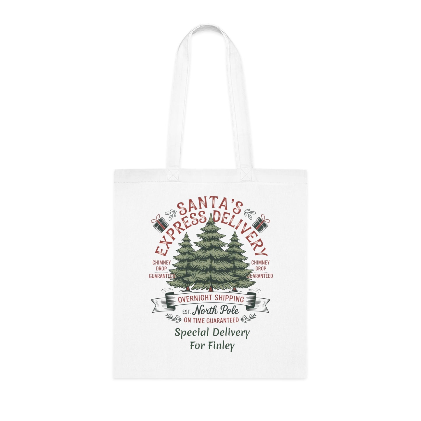 Personalised Santa's Express Delivery Cotton Tote Bag, Custom gift Bag.