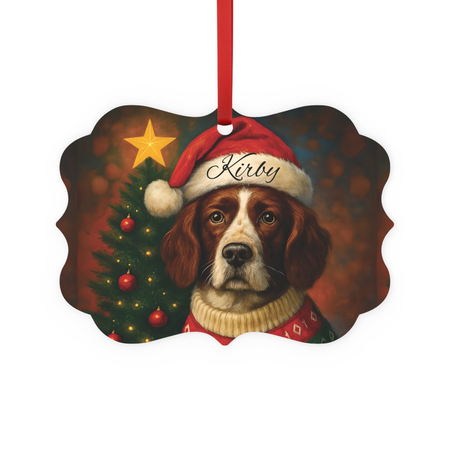 Festive Personalized Springer Spaniel Ornament,a heartfelt dog keepsake, personalized with your beloved buddy's name.