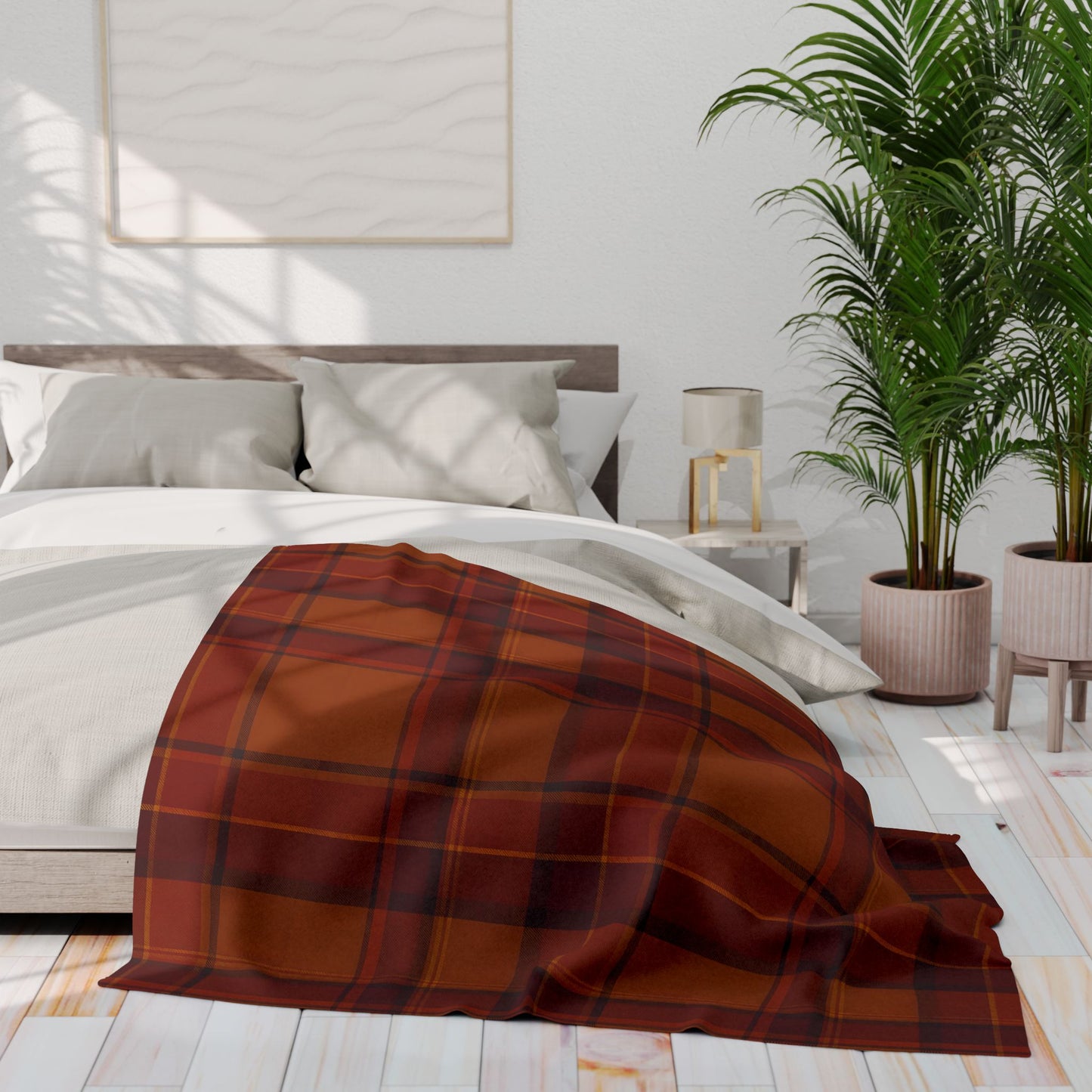 Cozy Autumn Plaid Pattern Blanket, This soft throw, with its classic plaid pattern, transforms any space into a serene autumn retreat.