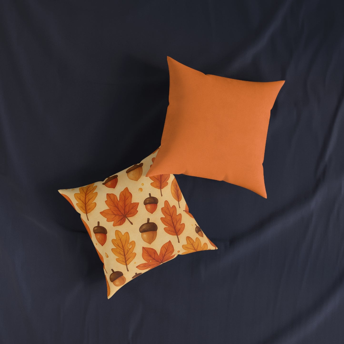 Autumnal Leaf Acorn Pillow, A tapestry of rich golden hues and crisp details, this autumn leaves pillow captures the essence of a forest carpeted with leaves, softening your space with its warm charm.