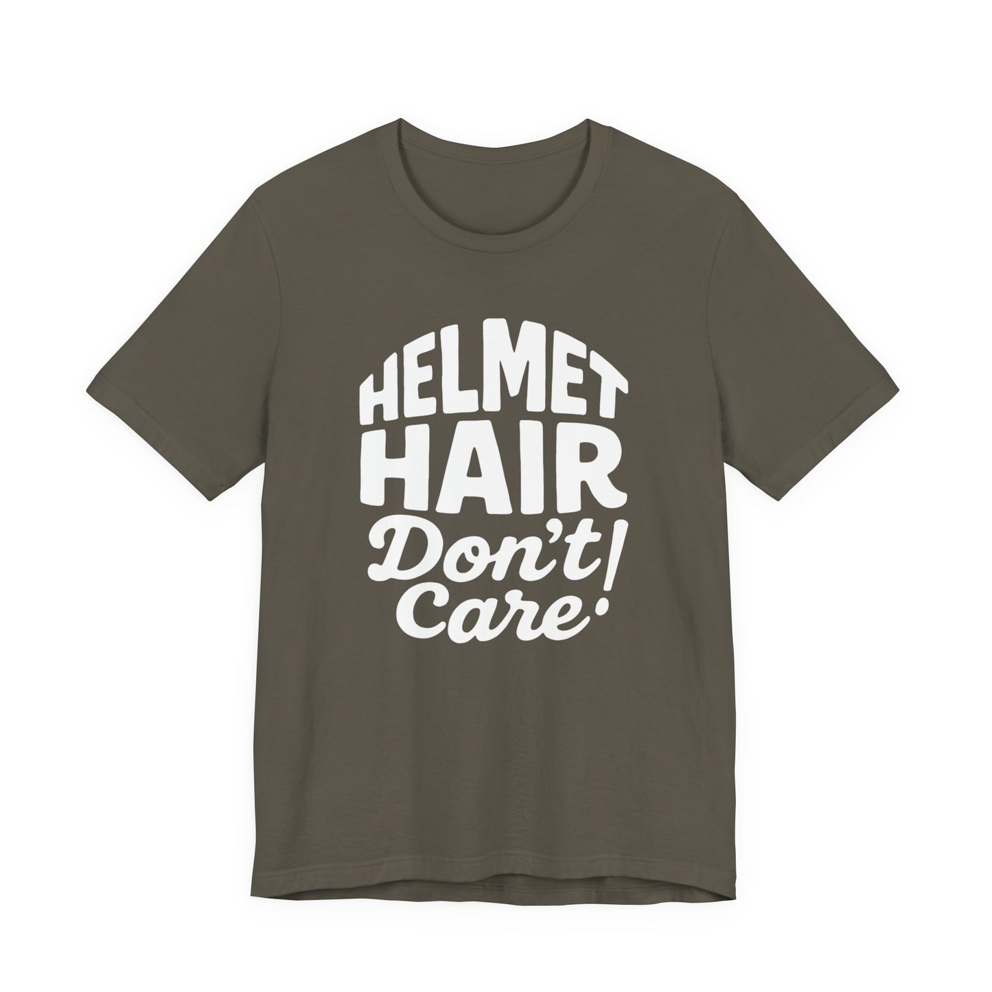 Helmet Hair Don't Care T-shirt, this motorcycle tee captures the carefree spirit of true bike lovers.