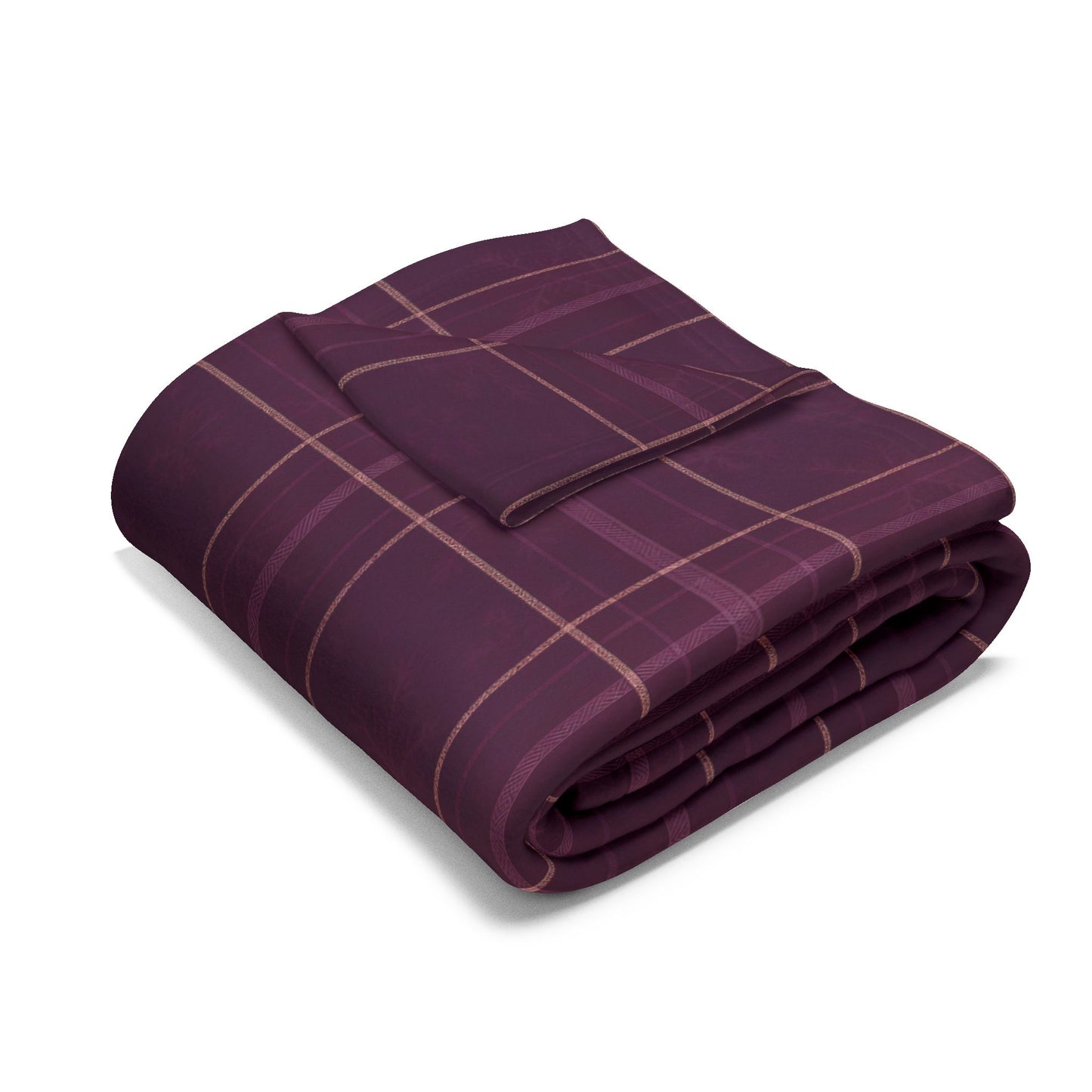 Christmas Plum Plaid Arctic Fleece Blanket, Warm Throw Blanket.