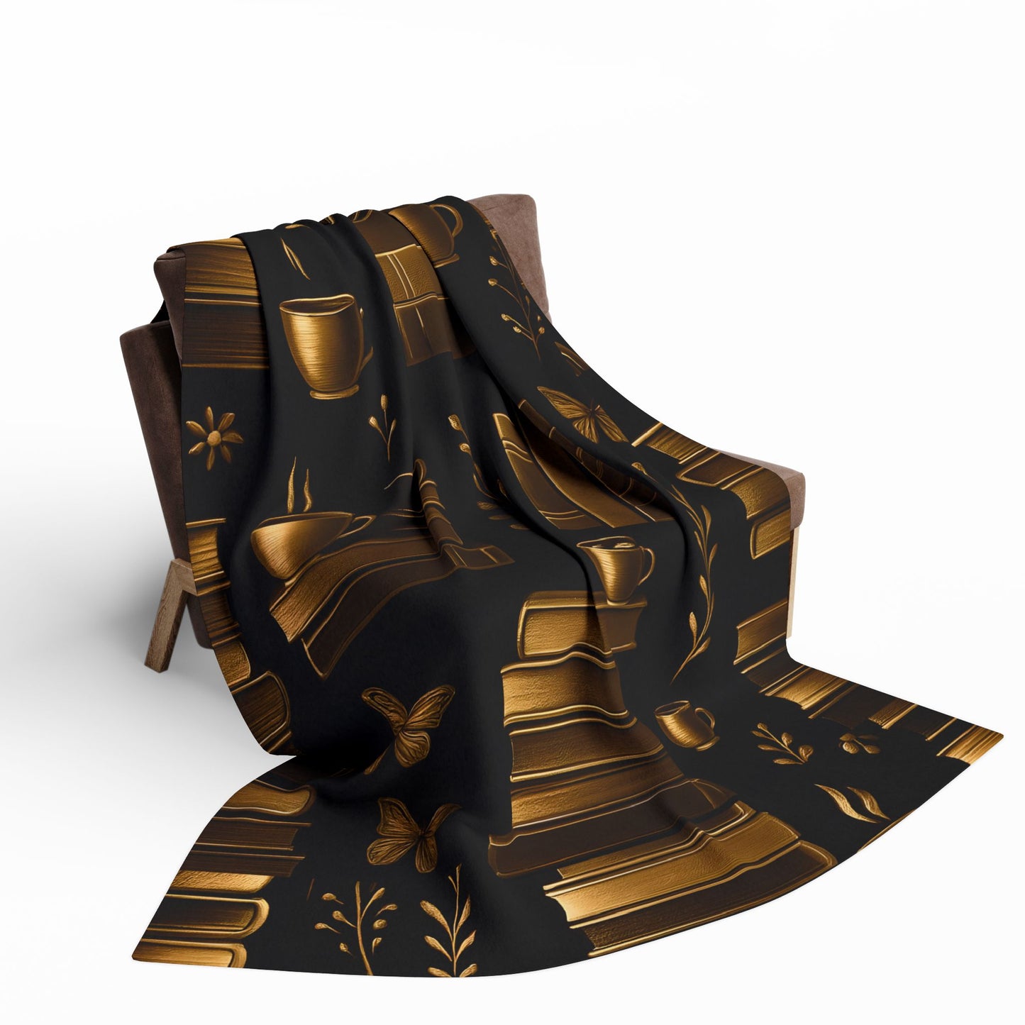 Cozy Bookshelf Fleece Blanket Perfect for Book Lovers, The soft texture invites you to snuggle up on chilly evenings, making it an ideal companion for reading or watching your favorite movies.