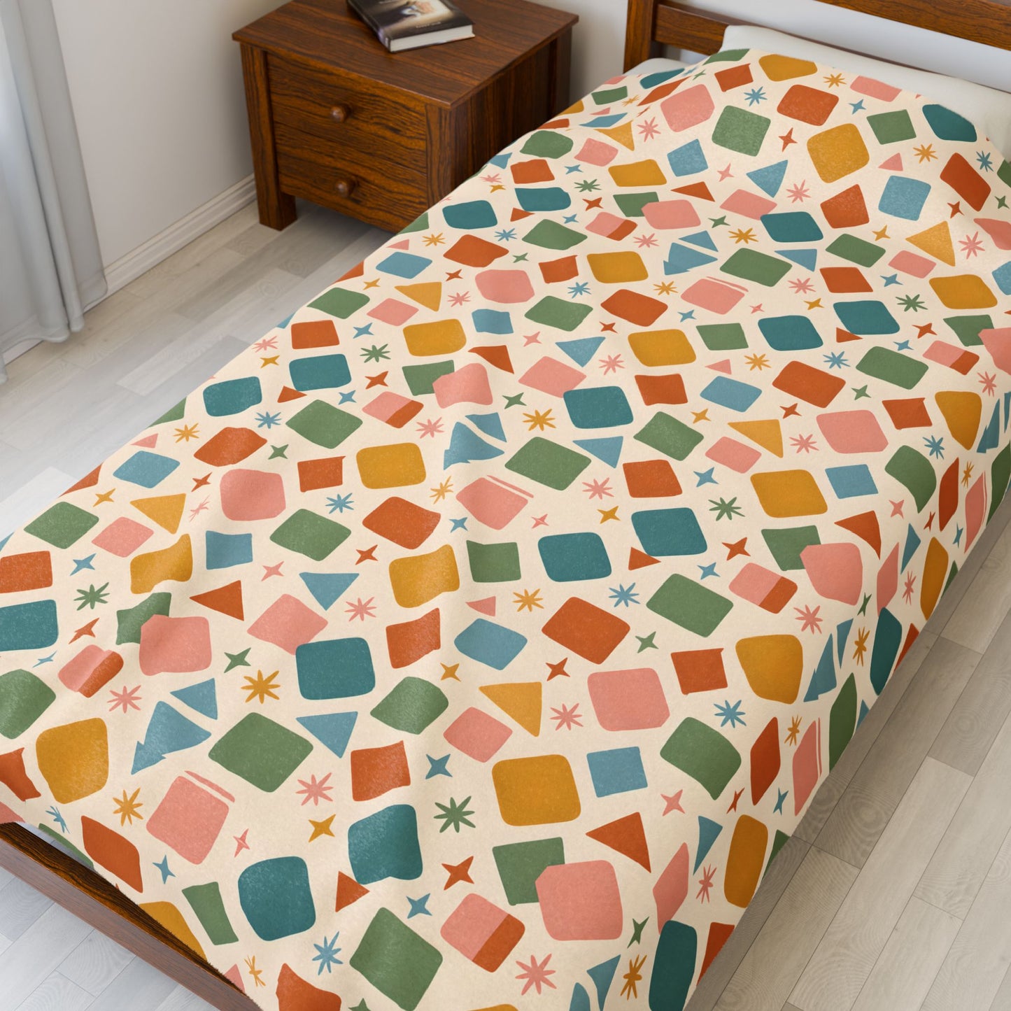 Colorful Geometric Kids Blanket, Playful Nursery Decor Throw ,Toddler and Nursery Bedding