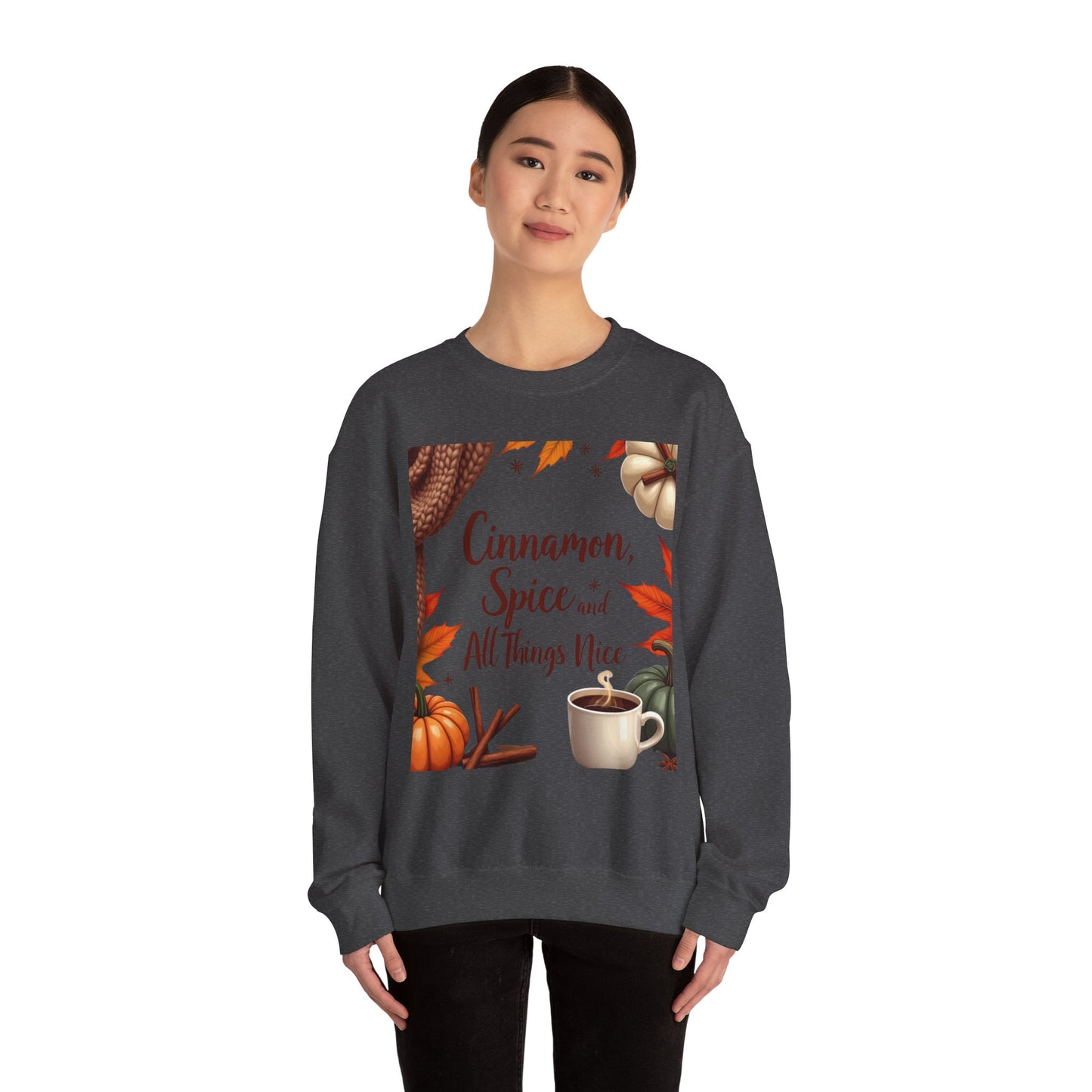 Cinnamon Spice and All Things Nice Sweatshirt, promises to keep you snug while adding a touch of seasonal charm to your wardrobe. Whether you’re sipping on a pumpkin latte or taking a leisurely stroll through fallen leaves,