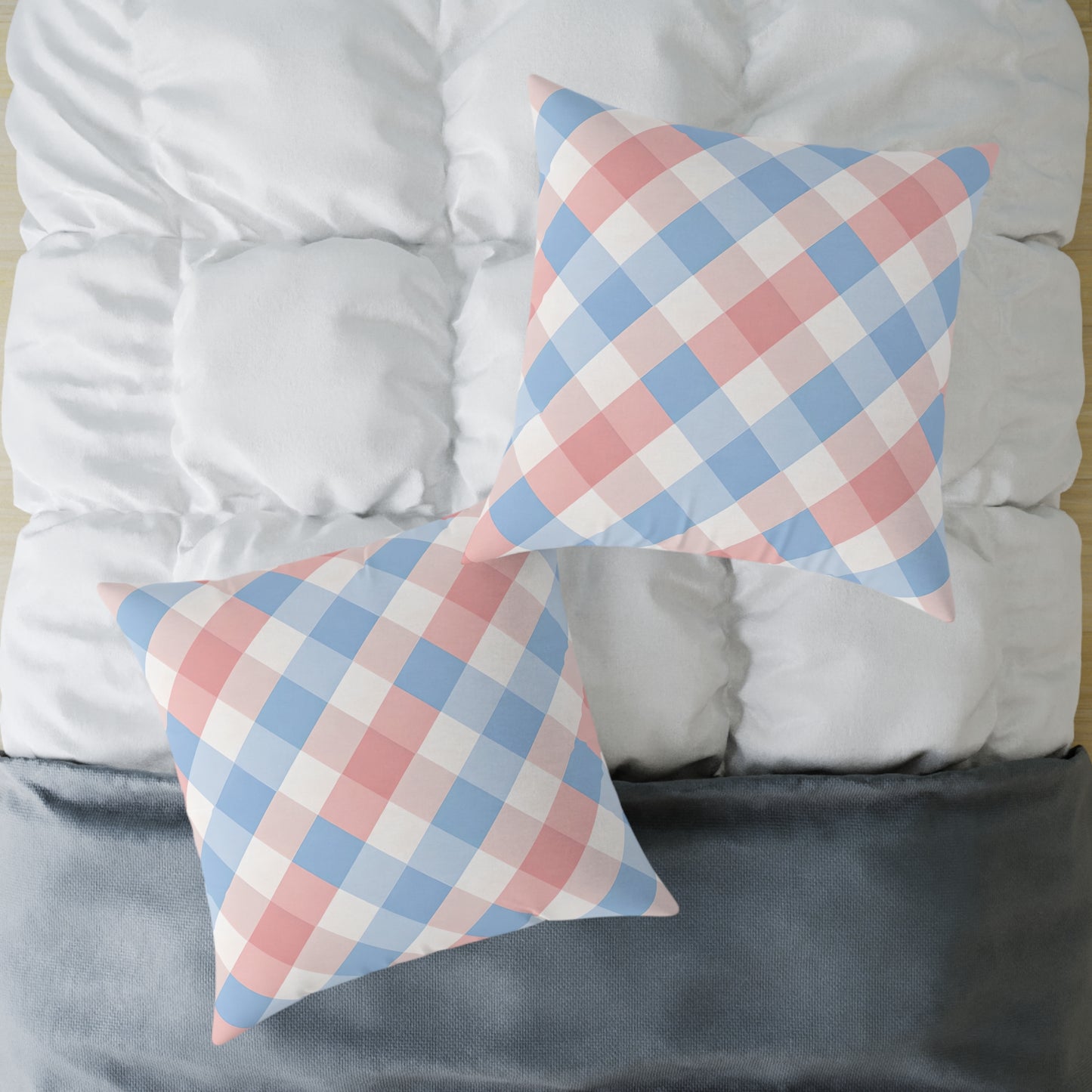 Pastel Plaid Square Pillow | Pastel Gingham Cushion, Nursery & Living Room Accent