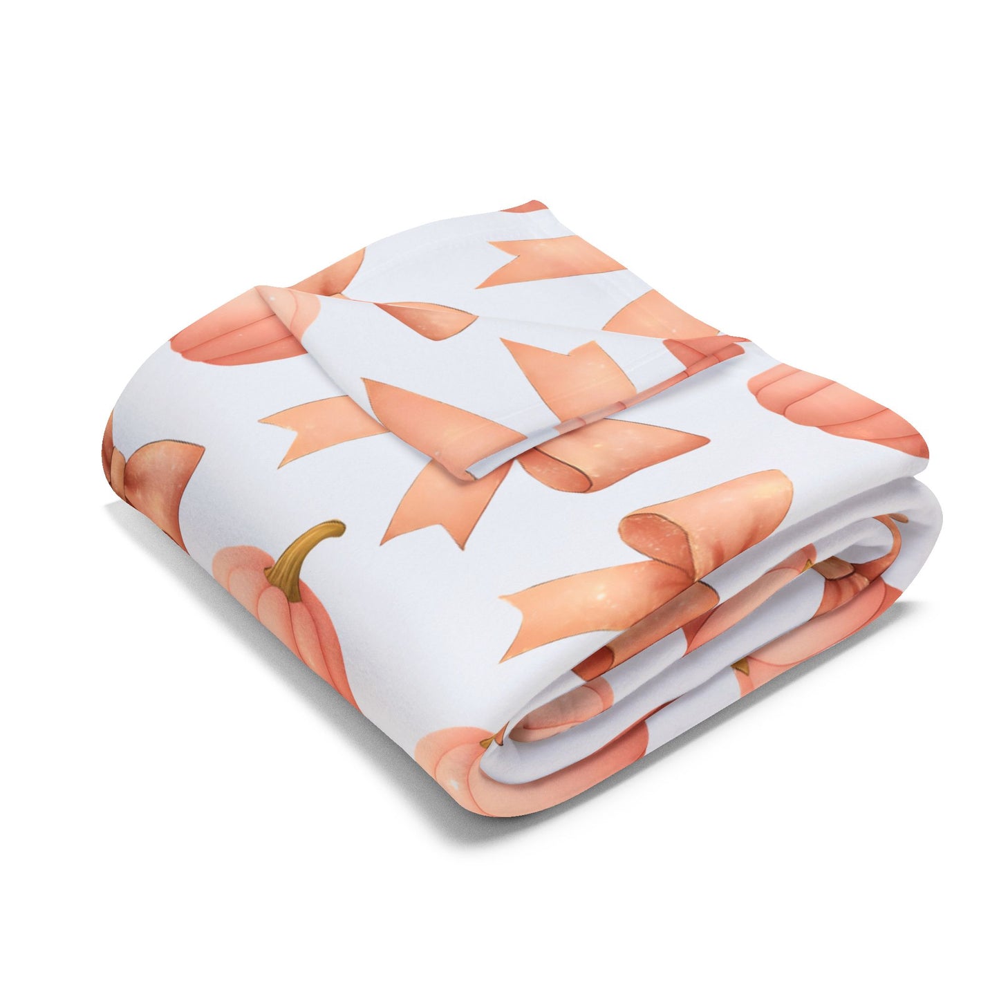 Pink Pumpkins & Pink Bow Artic Fleece Blanket, Perfect for adding a touch of girly Halloween charm, this autumn blanket effortlessly combines the playful allure of pink pumpkin decor.