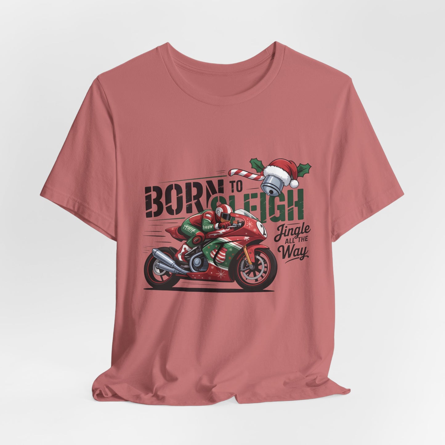 Jingle Bells Biker T-shirt, Motorcycle Shirt, this motorcycle shirt captures the spirit of the season and the open road. Perfect as a biker christmas gift.