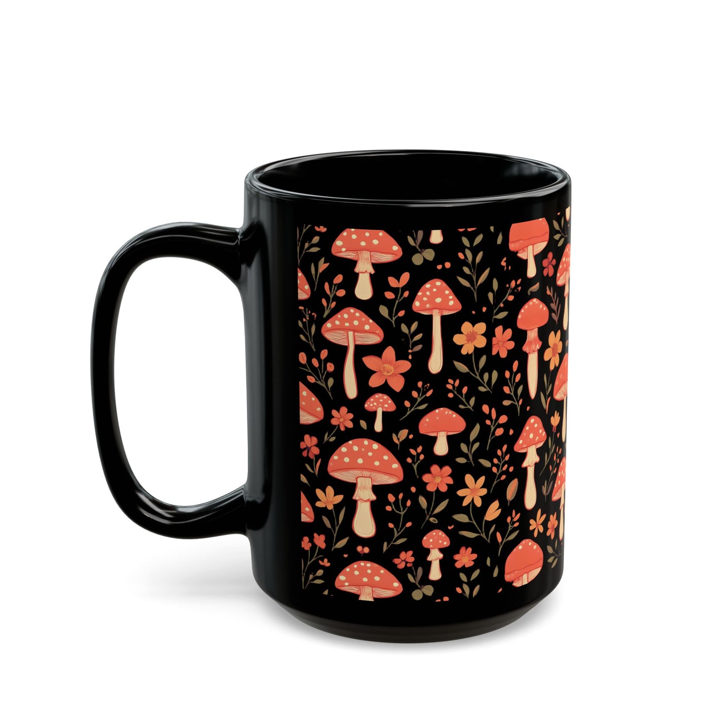 Autumnal Red Mushroom Mug, Perfect for those who adore a touch of the extraordinary in their mushrooms mug collection.