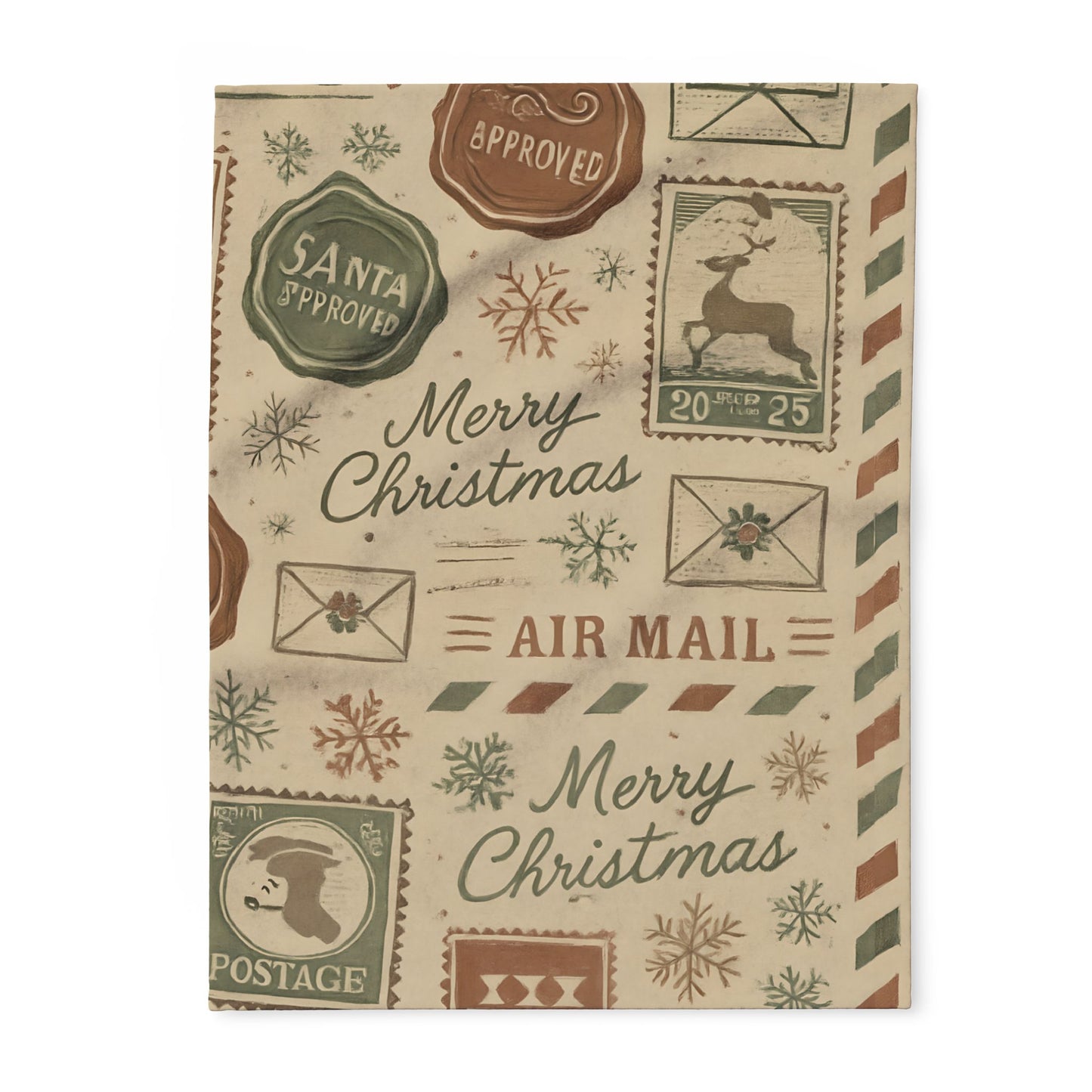 Festive Vintage Santa Snuggle Blanket, With a pattern reminiscent of a letter to Santa, it adds a whimsical touch to any festive home.