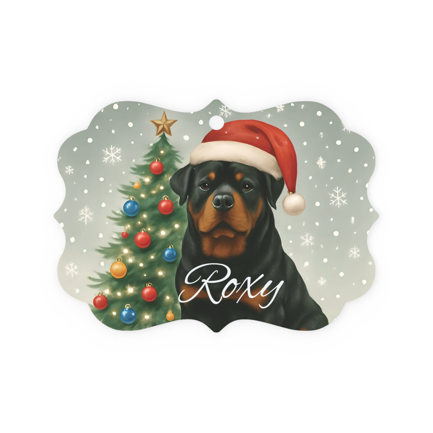 Personalized Rottweiler Tree Ornament, this metal tree ornament is more than a seasonal decoration—it's a heartfelt tribute to rottie enthusiast.