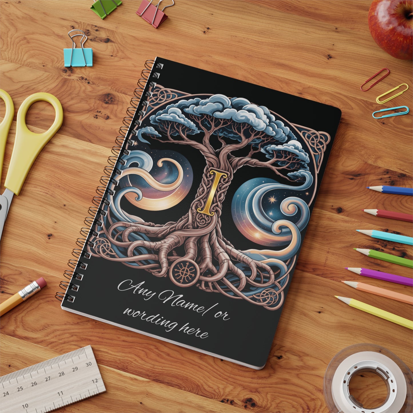 Personalized Norse Witchy Monogram A5 Notebook, Custom Journal,Monogram Notebook, Grimoire Journal, Book Of Shadows, Viking Grimoire Journal