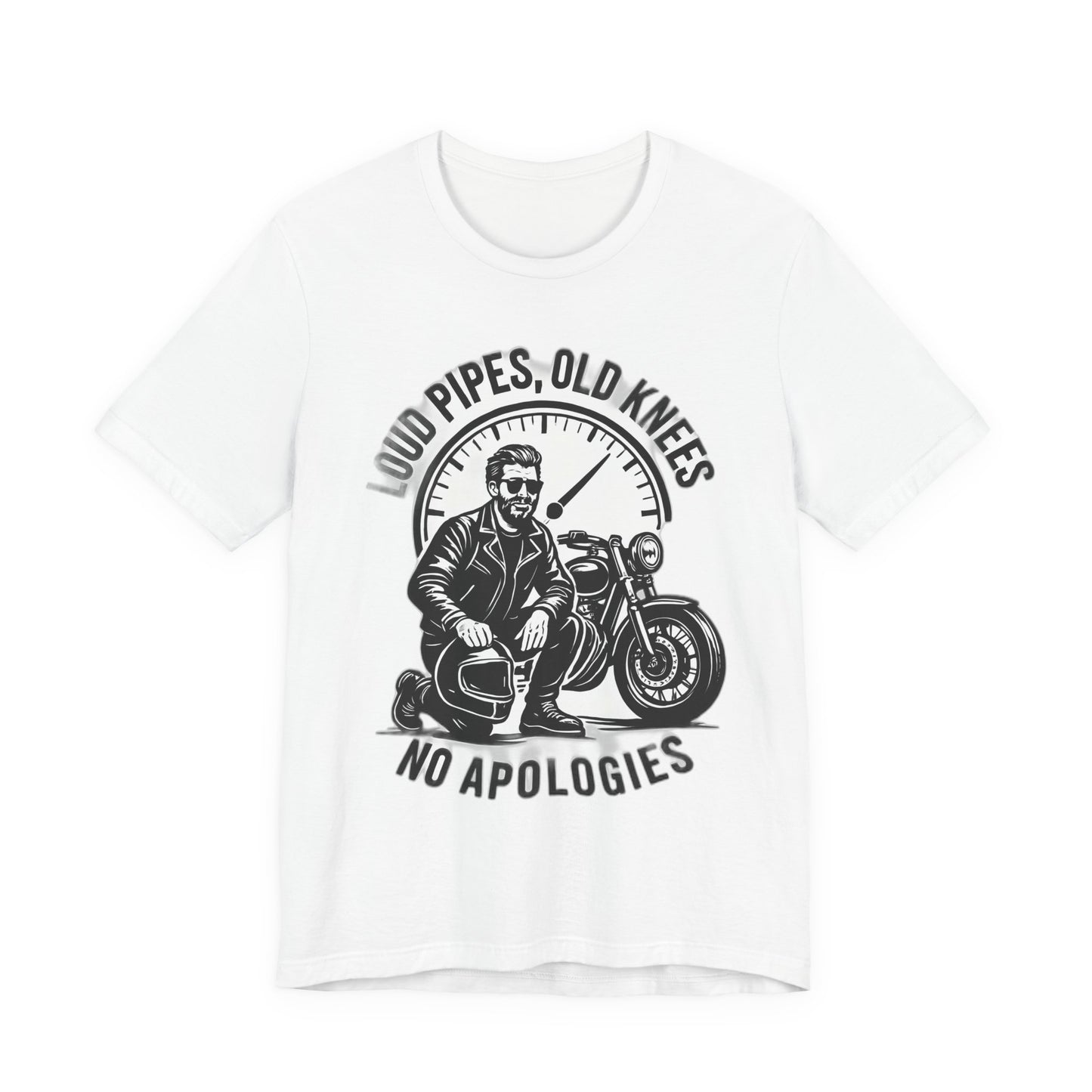 Loud Pipes No Apologies Biker Tee, This funny biker shirt encapsulates the essence of true biker fashion with its bold design and vintage motorbike vibe.